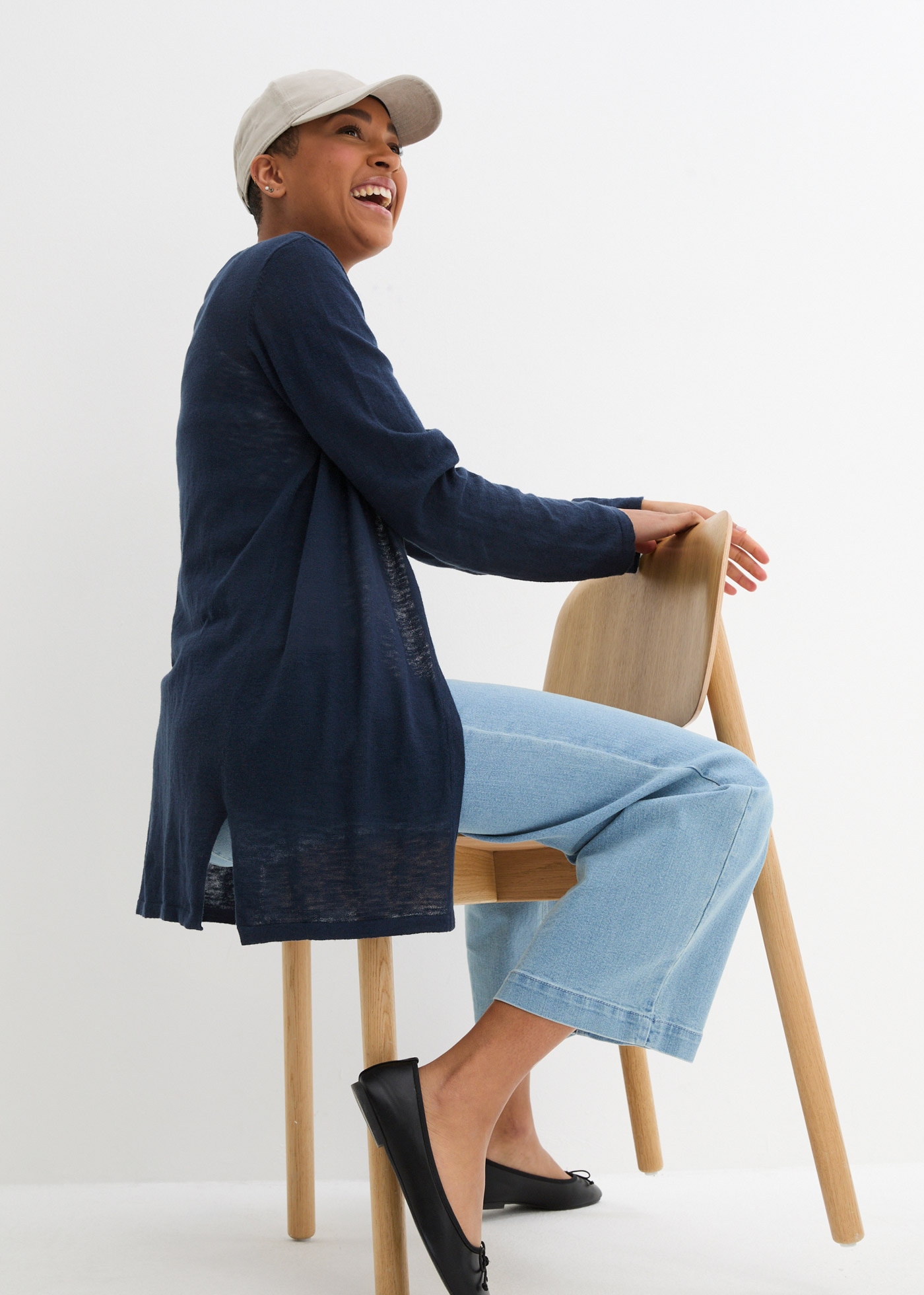 bonprix Strickjacke , Strickjacke aus reiner Baumwoll-Slub Qualität
