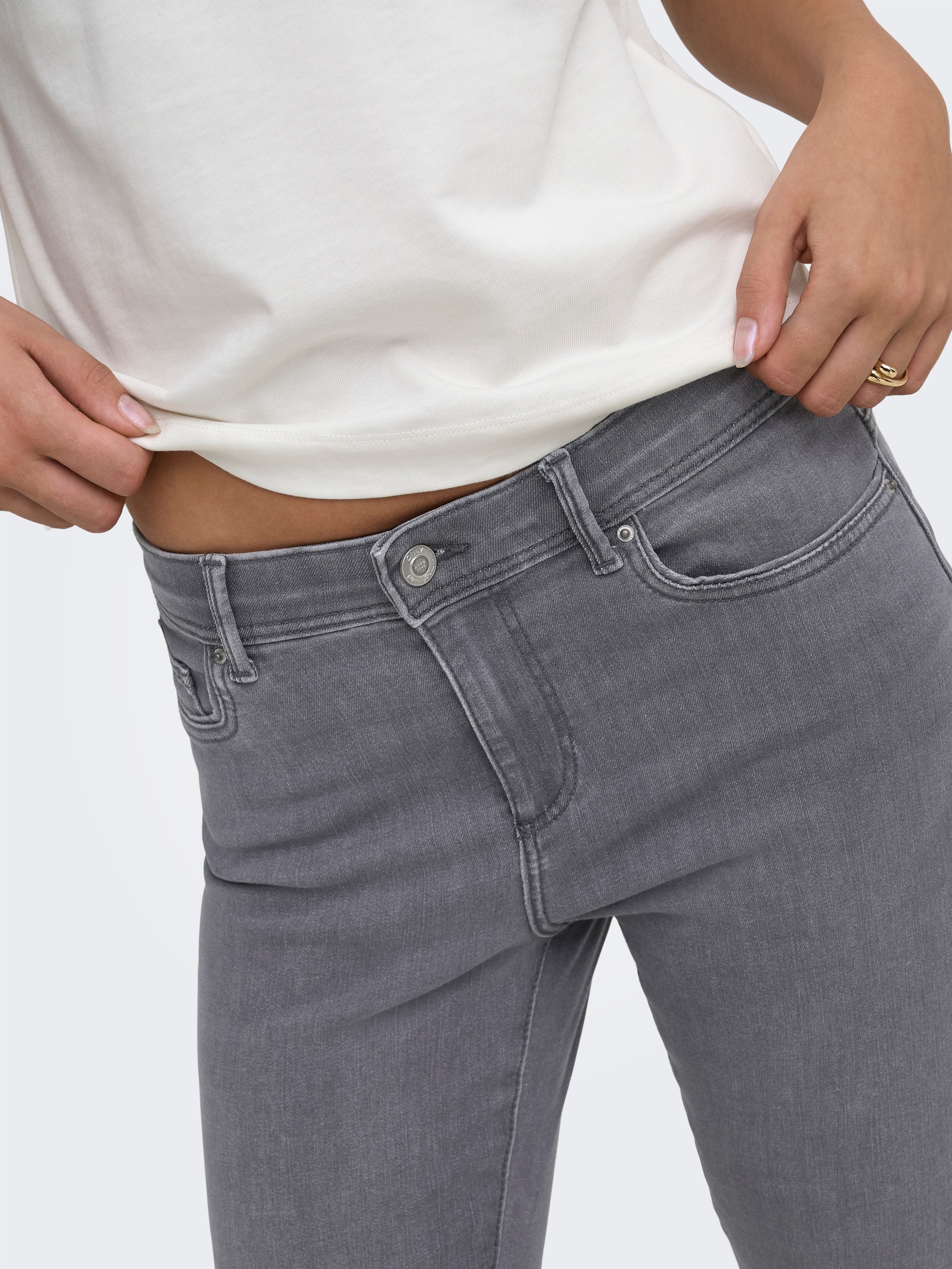 ONLY Jeans skinny »ONLLINEA MID WAIST LANK SK DNM« mélange de coton, taille moyenne, coupe skinny