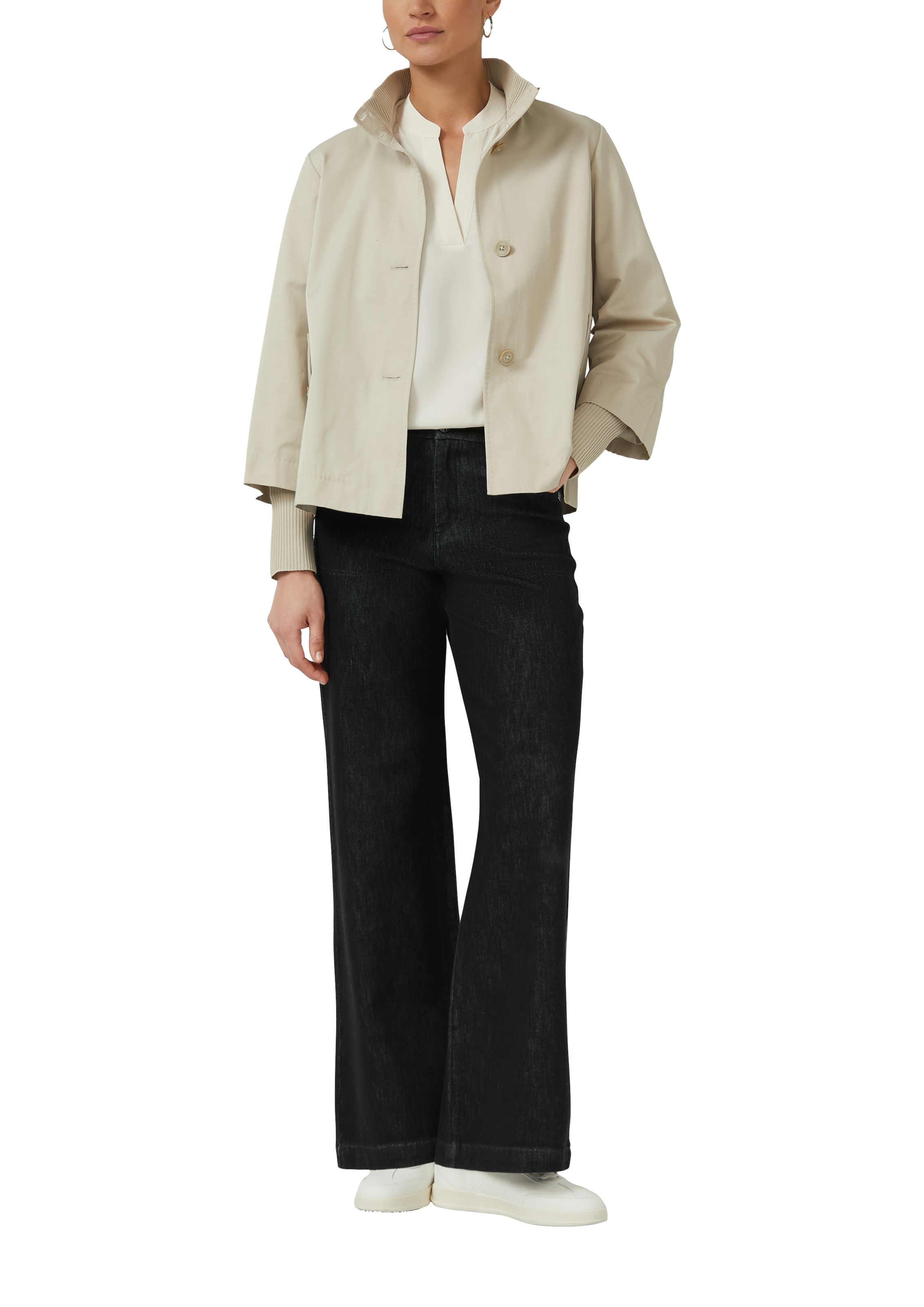 s.Oliver BLACK LABEL Veste courte ohne Kapuze mit Stehkragen und Knopfleise