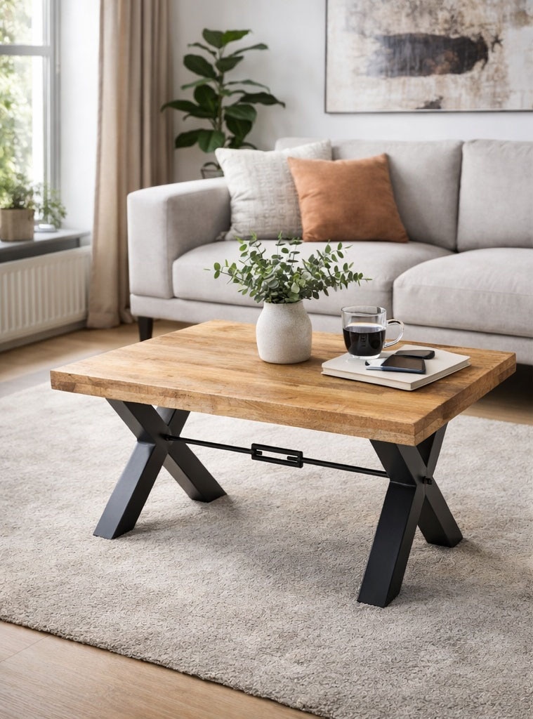 Stolkom Table basse »Dehli Couchtisch B/H/T 110x46x60 cm« 1 cuis tlg. Oberfläche uneben, Traverse