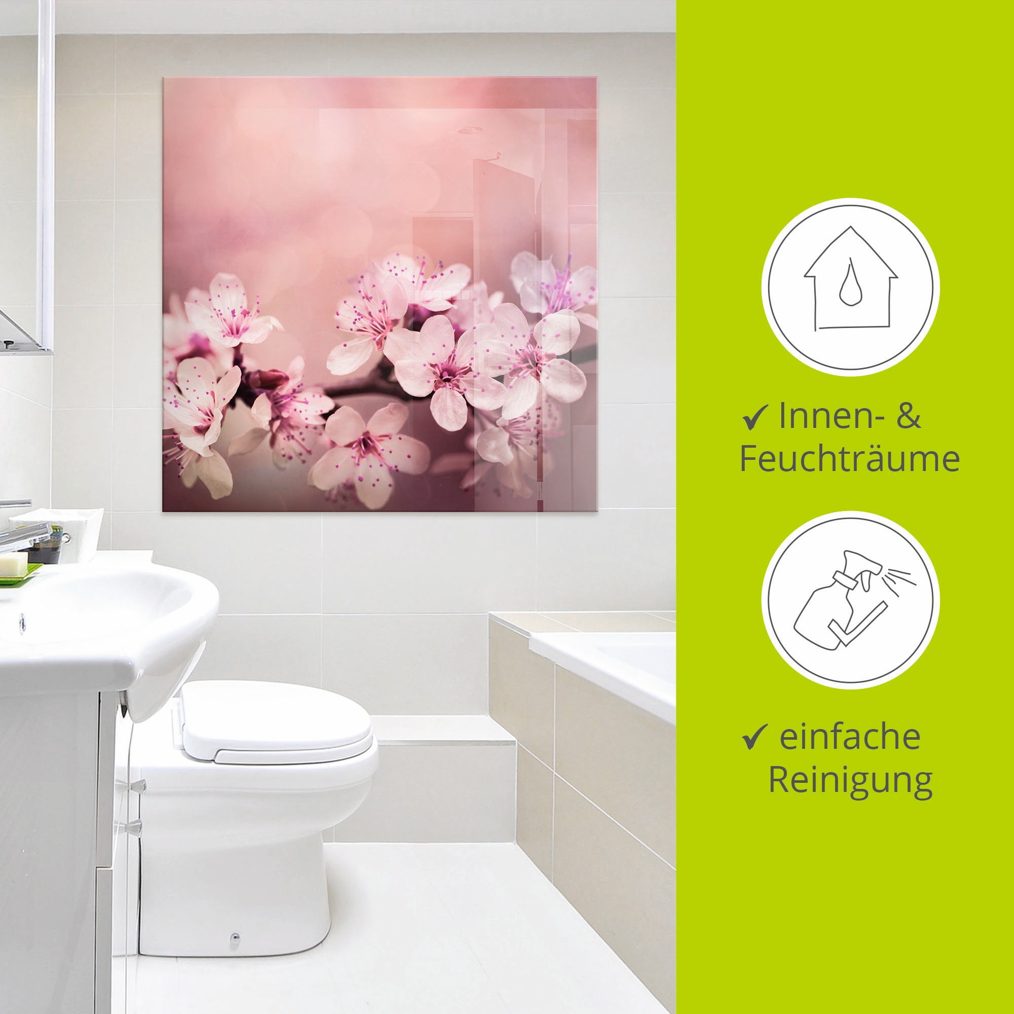 Artland Tableau en verre »Kirschblüten« 1 cuis tlg. in verschiedenen Grössen