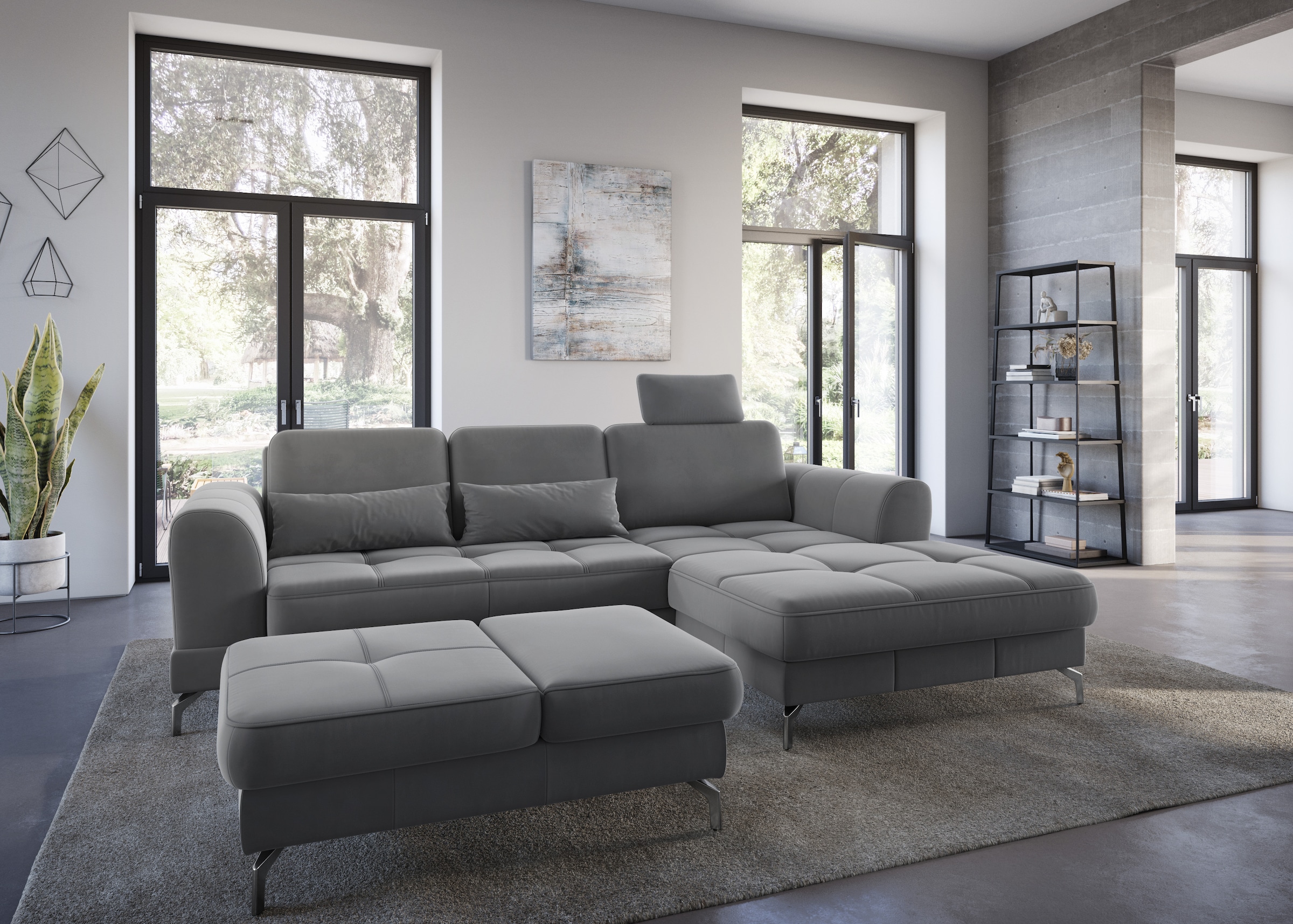 sit&more Canapé d'angle »Bendigo L-Form« inklusive Sitztiefenverstellung, Bodenfreiheit 12 cm, in 2 Fussfarben