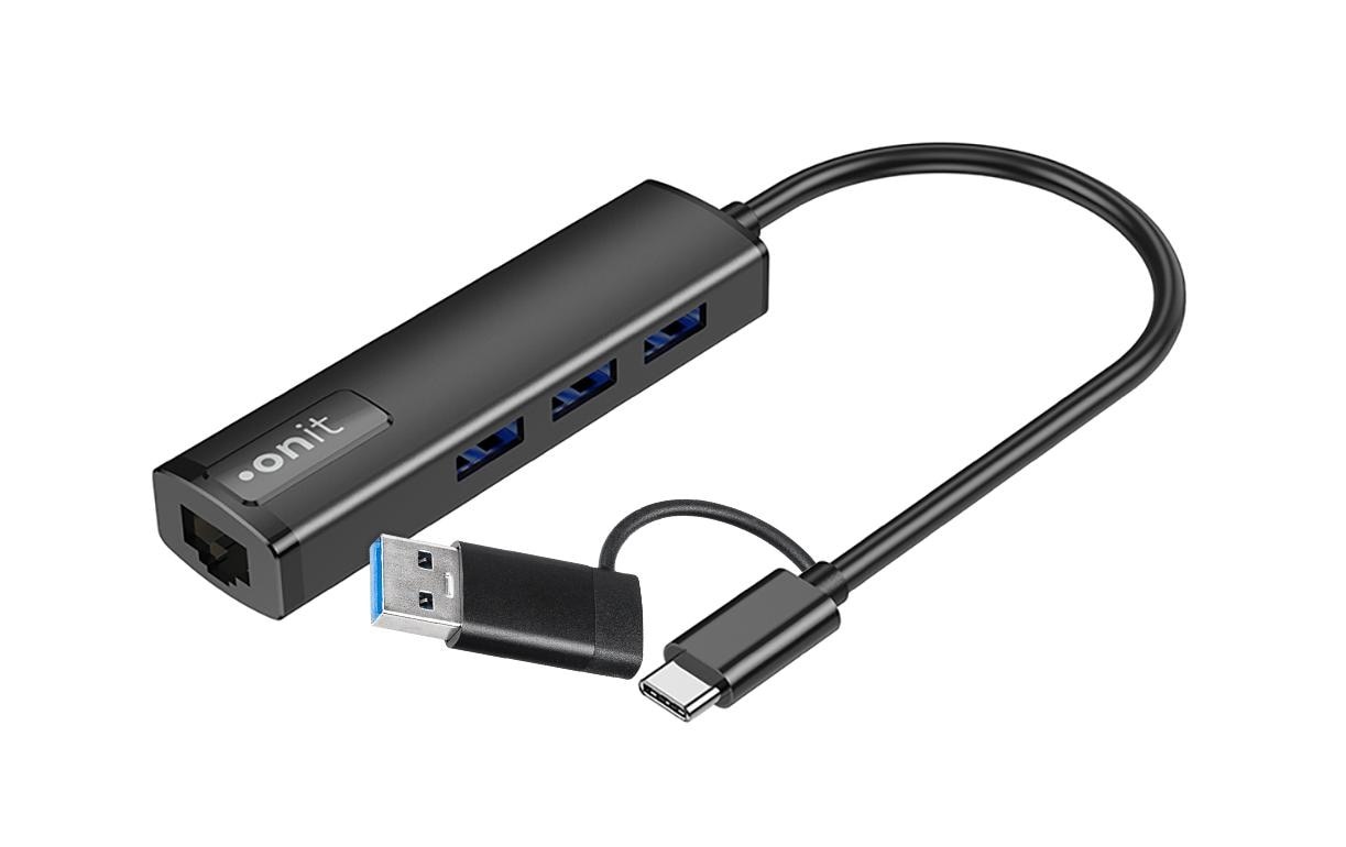 onit USB-Adapter »USB-Hub C/A – 3A1RJ45«
