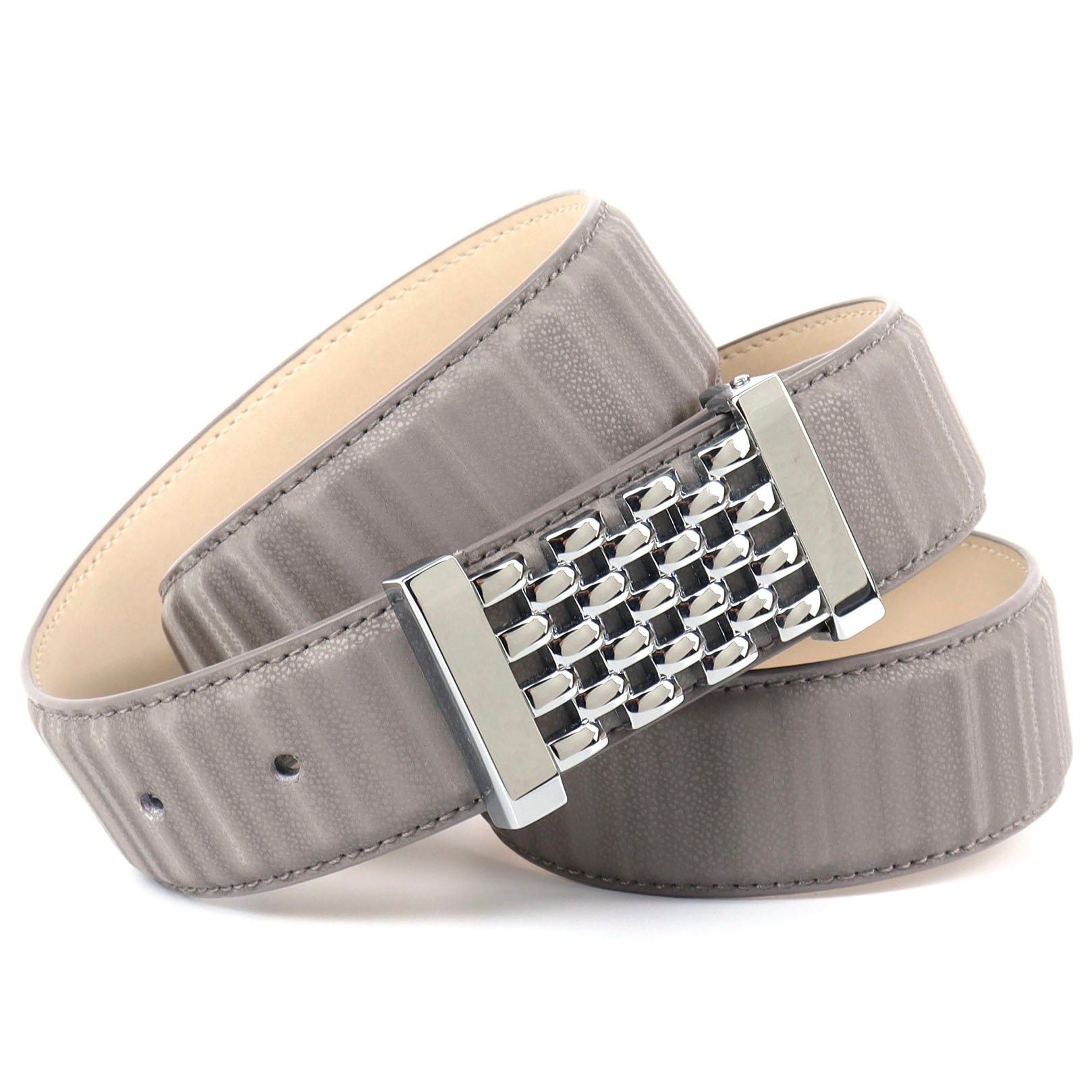 Anthoni Crown Ceinture en cuir in schillernder 3D-Optik mit silberfarbener Koppelschliesse
