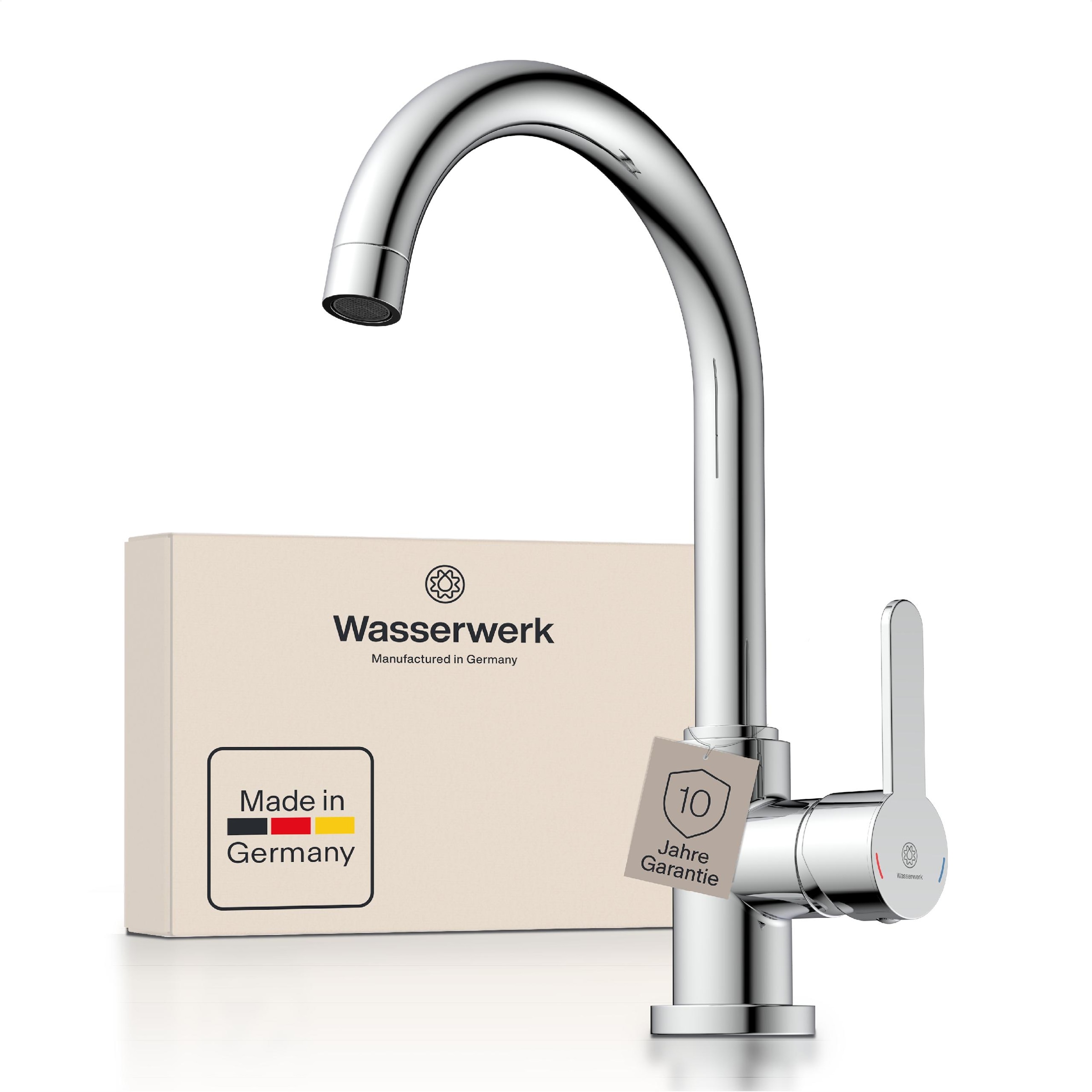 WASSERWERK Robinet d'évier »WK 5, Wasserhahn, Küche, Einhebelmischer« pivotant à 360°, fonction Cold-Start, silencieux