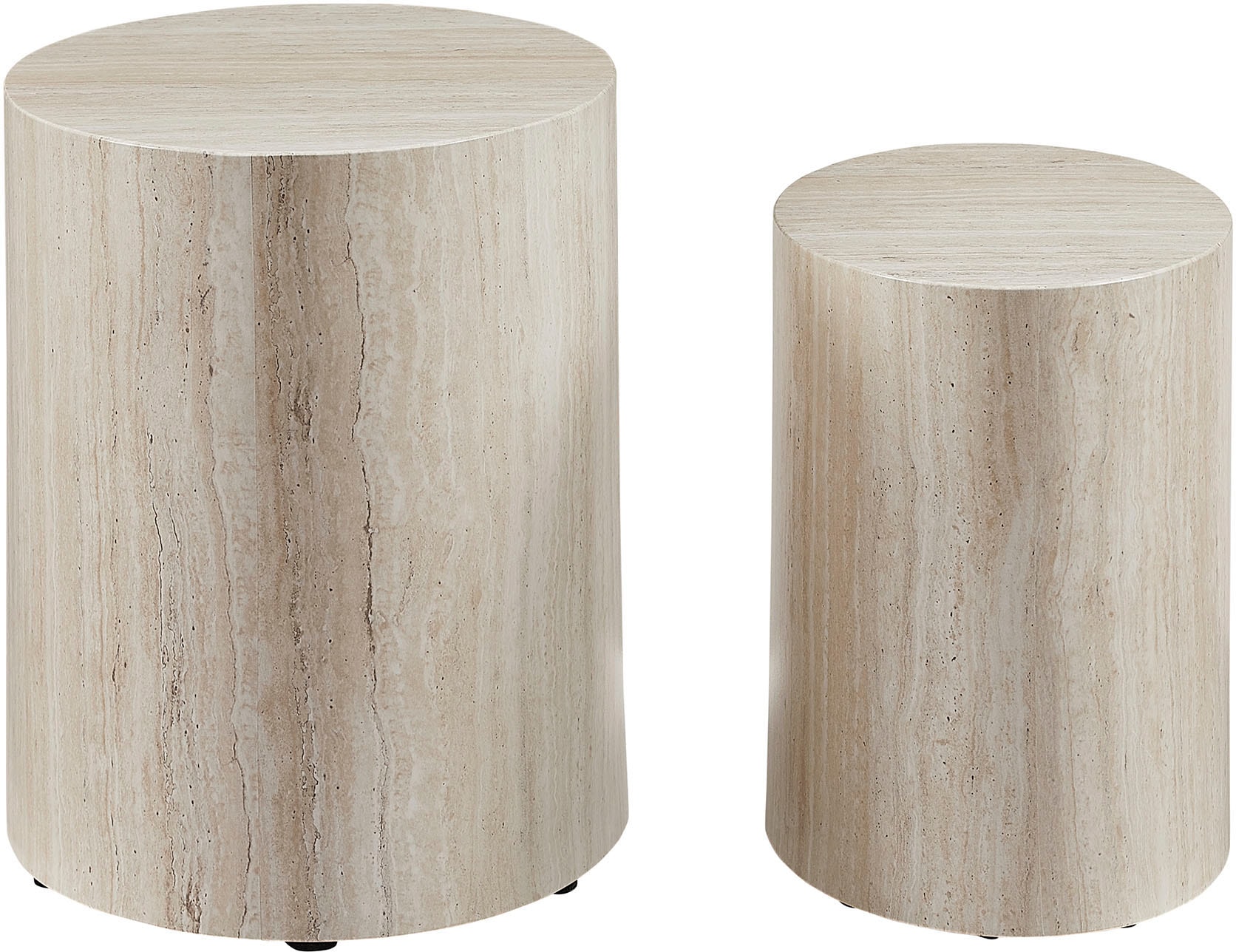 SalesFever Couchtisch »Almeria - Stilvoller Wohnzimmer- und Beistelltisch« Set, 2er Set, 2 Stk. tlg. oval, in Travertinoptik