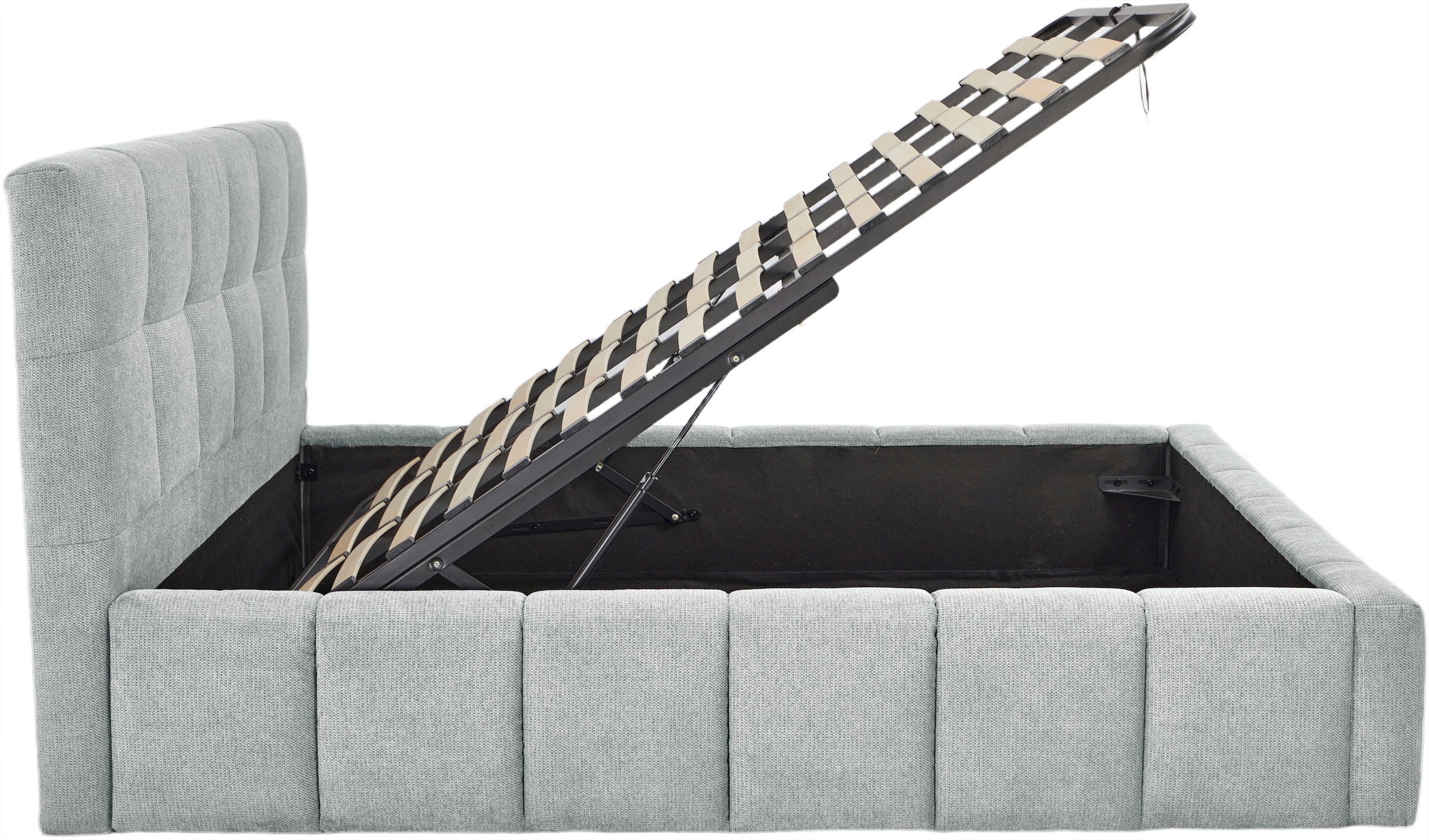 GOODproduct Lit rembourré »EDDION, Stauraumbett mit Lattenrost und Bettkasten, 180x200cm« hochwertiger Chenille-Bezug, gepolstertes Kopfteil und Rahmen
