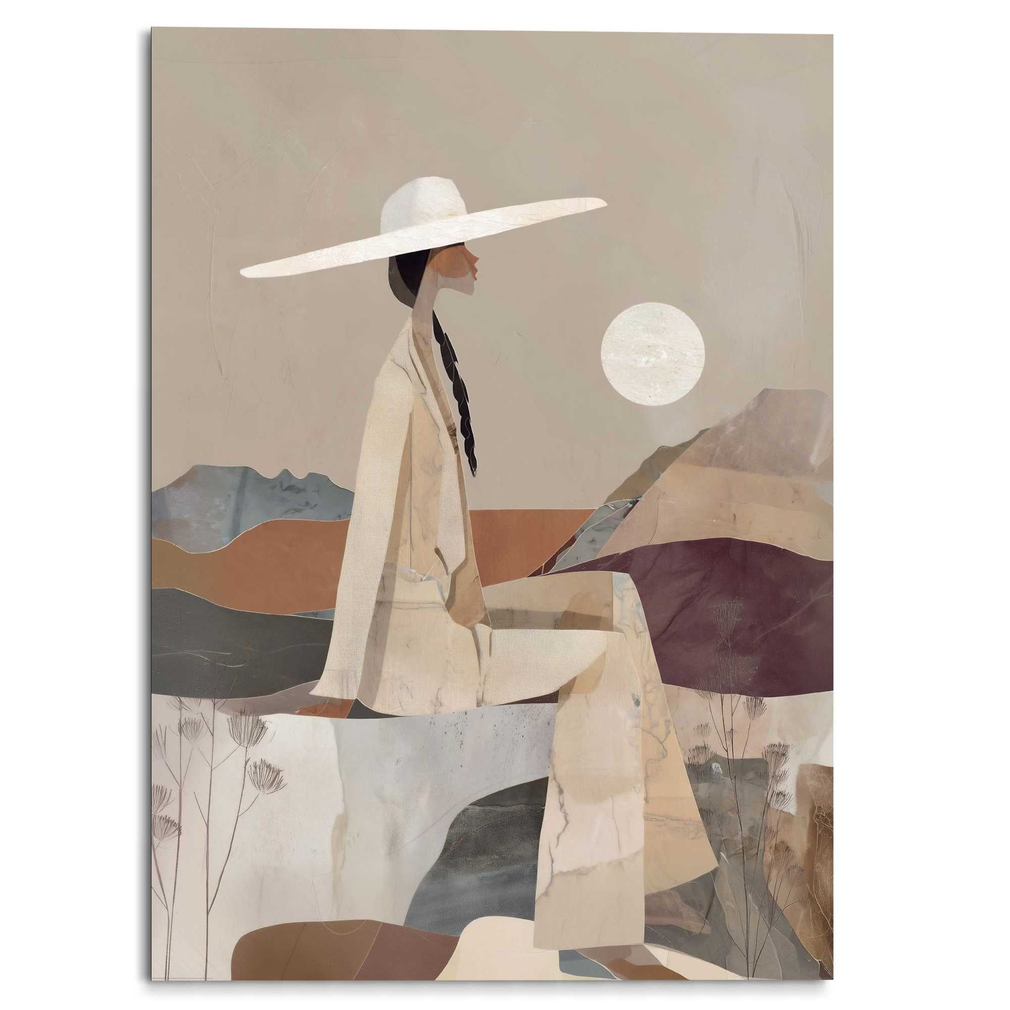 Reinders! Tableau mural XXL »Sanfter Horizont« Personnes 1 cuis tlg. Wohnzimmer - Beige - MDF - Frauen - 100x140 cm