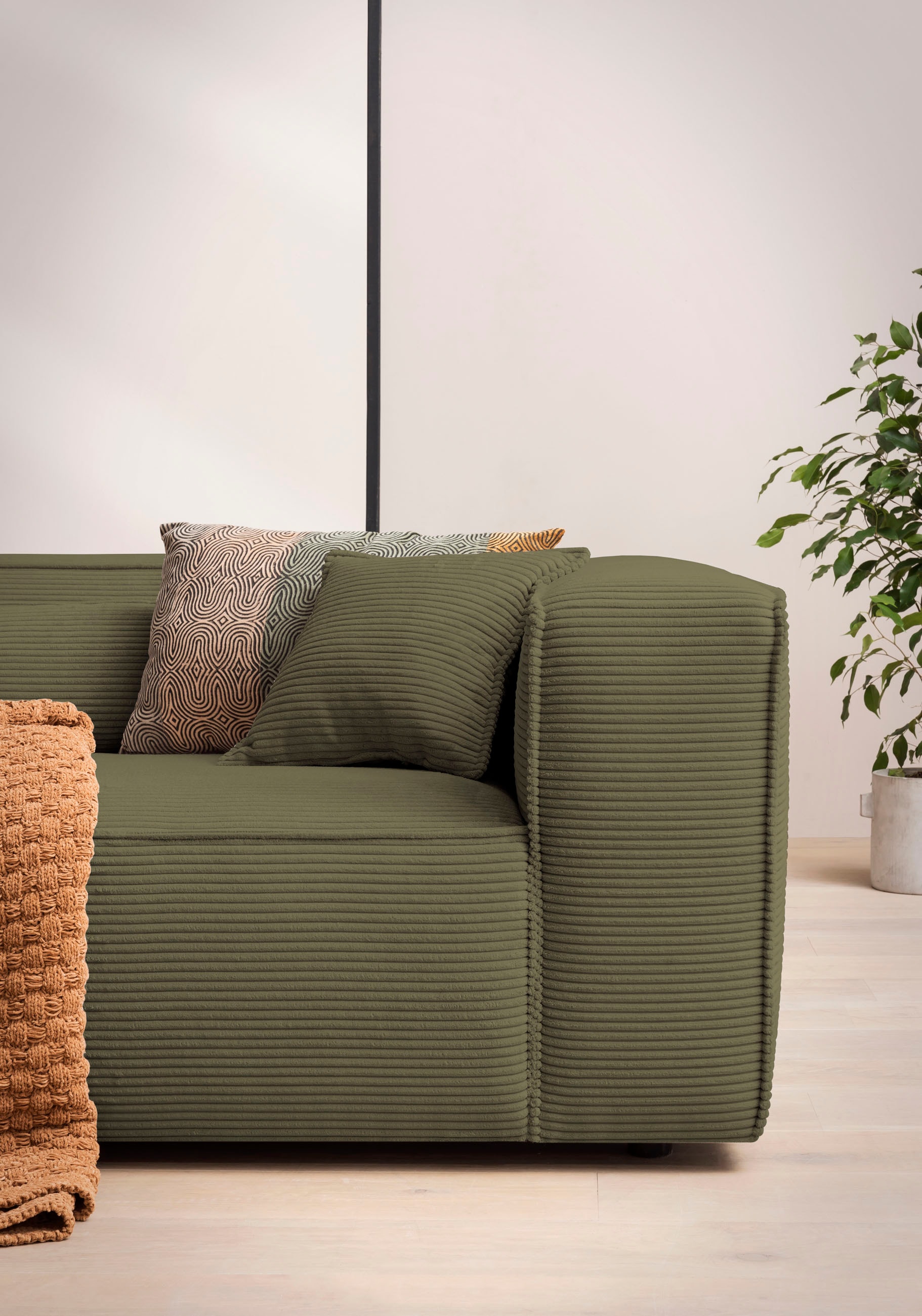 LeGer Home by Lena Gercke Canapé d'angle »PIARA XXL Cord, L-Form, Schlaffunktion« Tabouret convertible en canapé-lit (connecteur crocodile), assise profonde