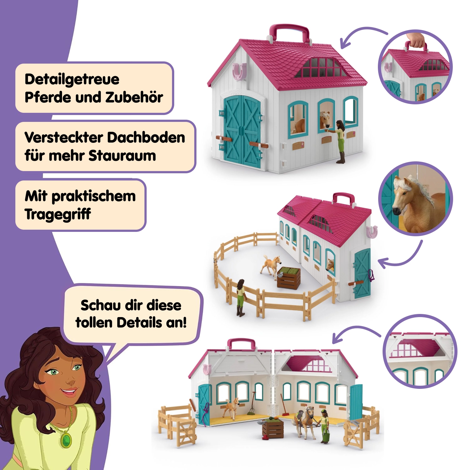 Schleich® Monde de jeu »HORSE CLUB, Offenstall -Kleines Hufeisen (42703)« fabriqué en Europe