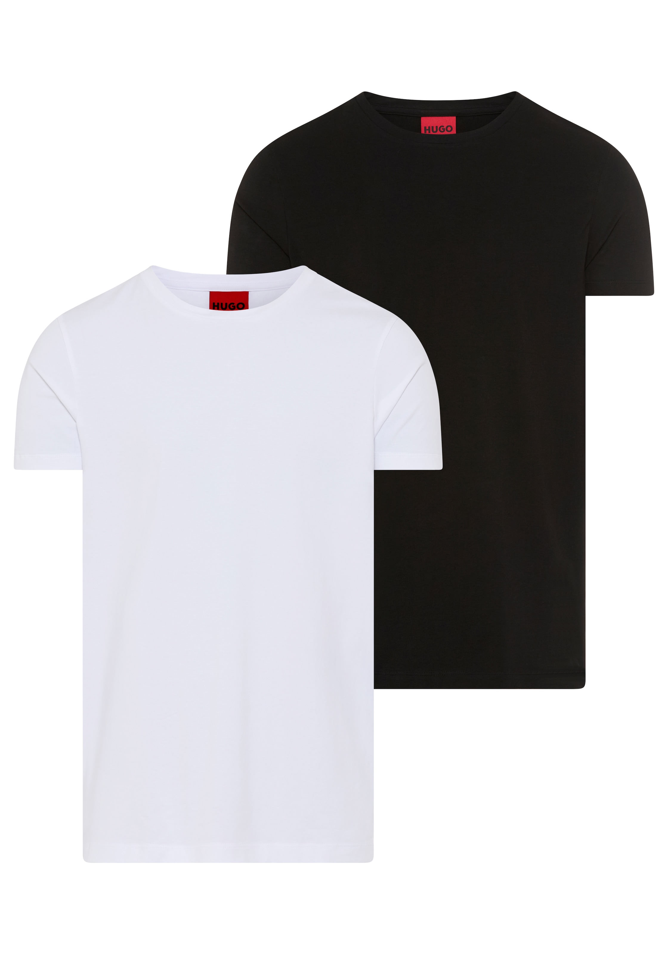 HUGO T-shirt »HUGO-Round« Packung, 2er,  Rundhalsausschnitt, Slim-Fit, HUGO Logo-Druck