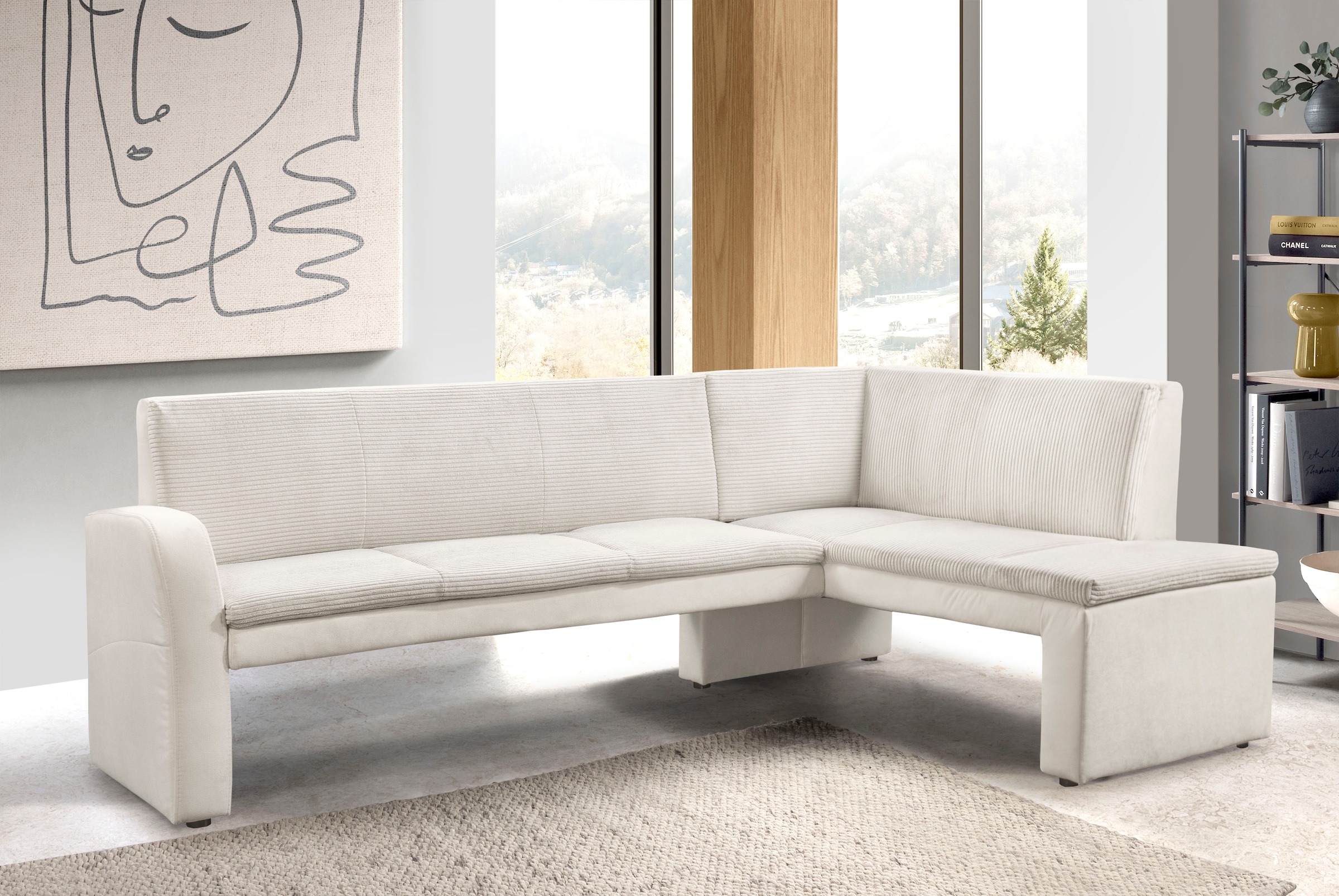 exxpo - sofa fashion Banc d'angle »Cortado, elegant und modern mit hohem Sitzkomfort« garde au sol élevée, belle finition des détails, revêtement cuir en option