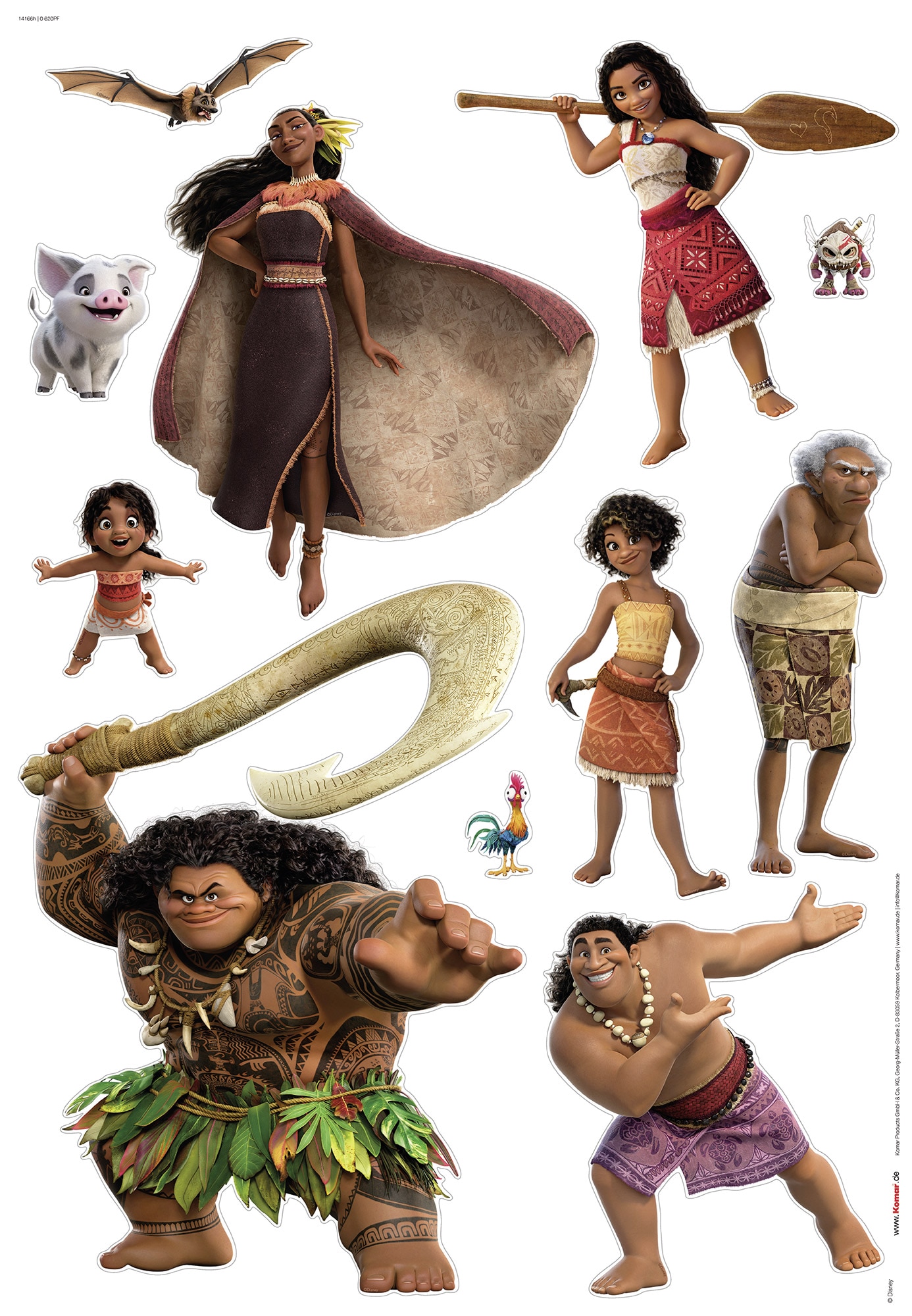 Komar Autocollant mural »Disney Moana 2 Family« 50 x 70 cm (Breite x Höhe) - Kinderzimmer, Wandsticker
