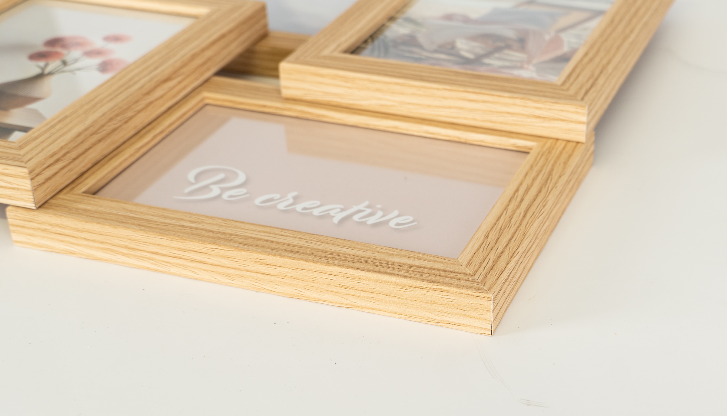 queence Cadre photo collage »Rahmen 3D Holz in braun« für 4 Bilder 1 cuis tlg. Place pour 4 photos en 10x15cm