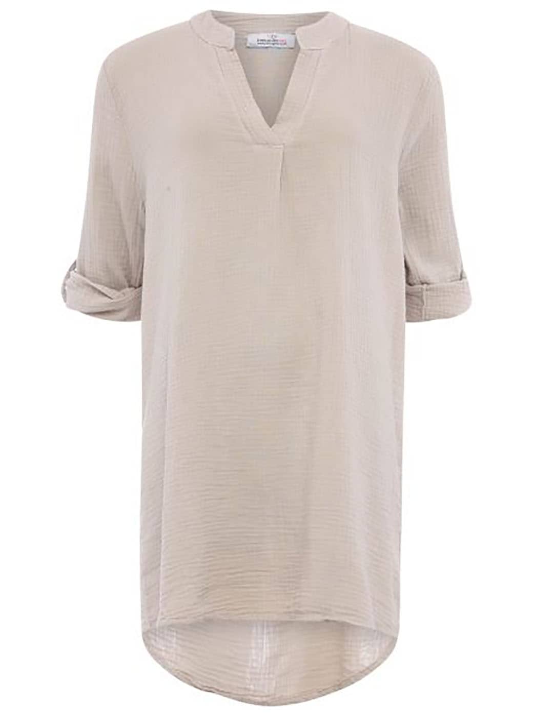 Zwillingsherz Schlupfbluse »"Rom"« verlängerte Rückenpartie, V-Neck, Turn-Up Ärmel, Musselin