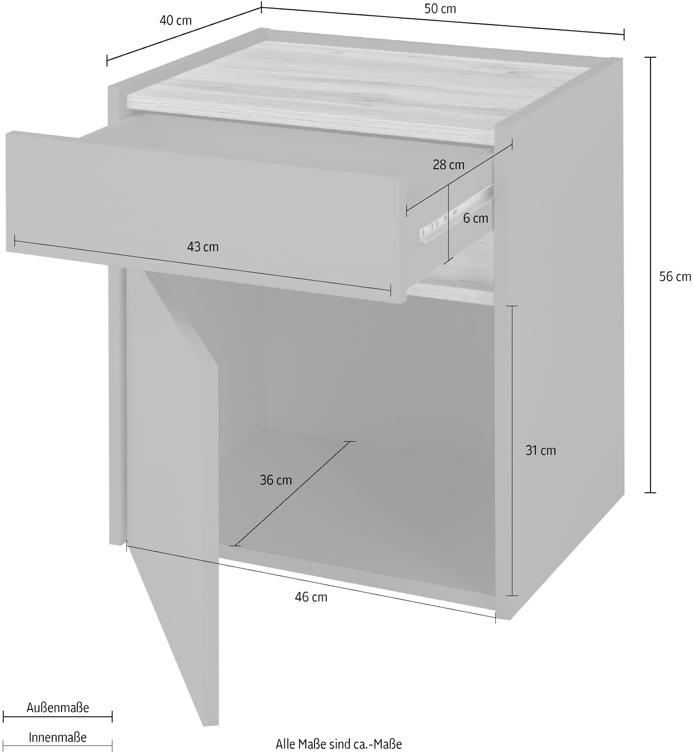INOSIGN Table de nuit »CiTY/GiRON, Nachttisch, Nachtschrank, Bestellschrank, Nachtkonsole« in zwei Farben erhältlich, Stauraumfach und Schublade