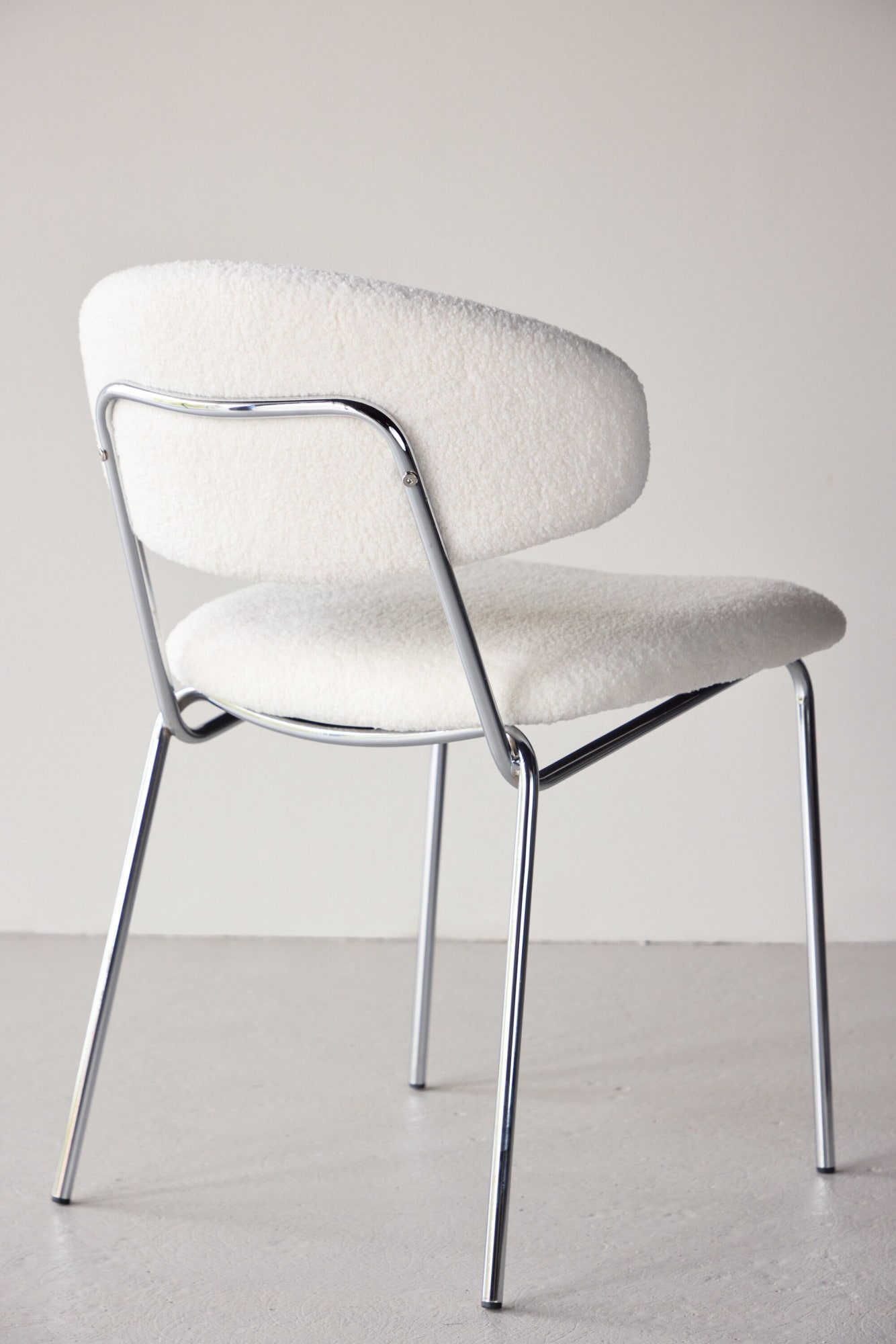 Venture Home Chaise de salle à manger »Chico, 2er-Set Esszimmerstühle in Bouclé, abgerundet, 150 kg belastbar« () chaise rembourrée, revêtement bouclé, pieds en acier, arrondi, moderne