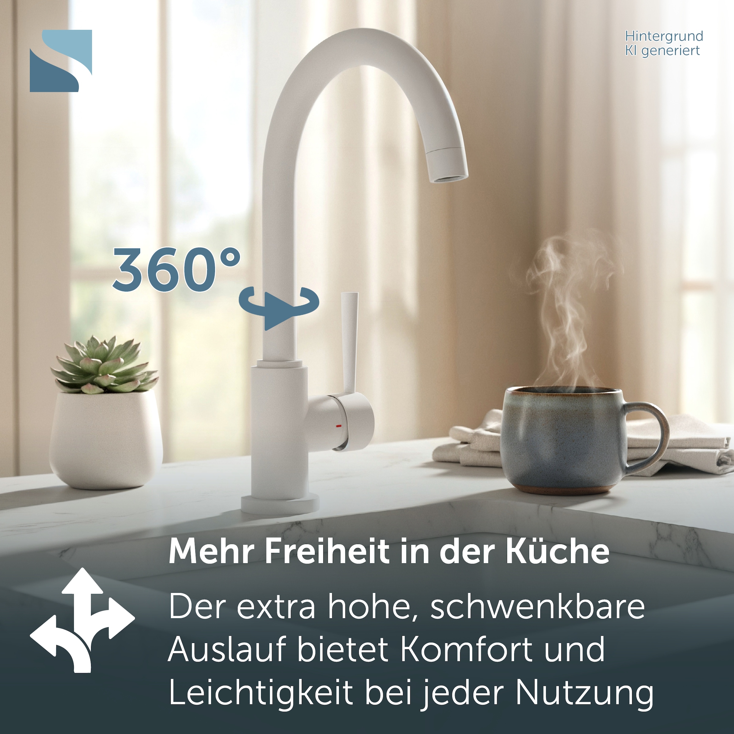 Schütte Robinet d'évier »CORNWALL« fonction pratique Cold-Start pour économiser l'énergie, pivotant à 360°