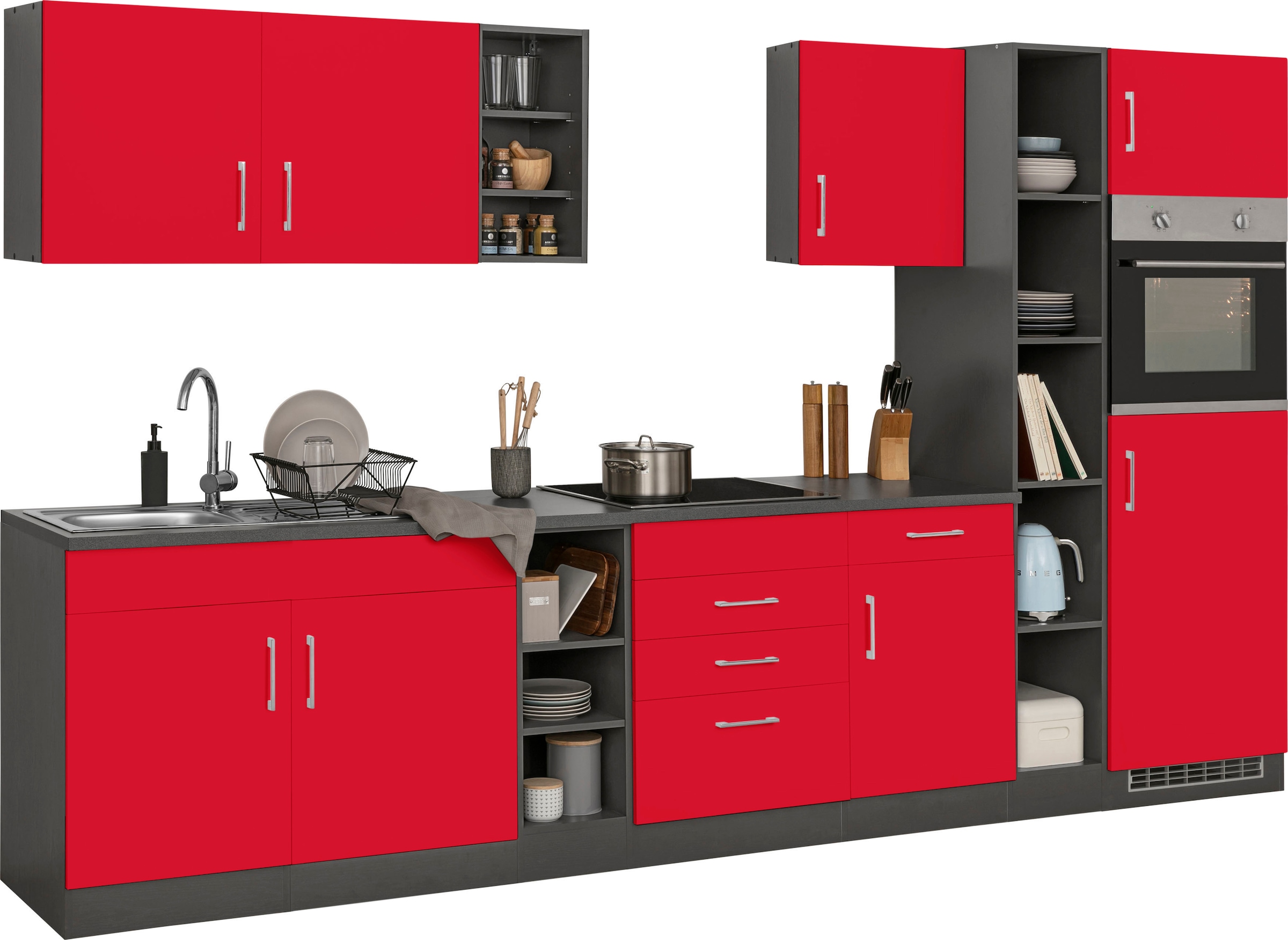 KOCHSTATION Kitchenette »KS-Paris – Küchen mit einzigartigen Fotomotiven auf den Fronten« largeur 330 cm, au choix avec appareils électriques et induction