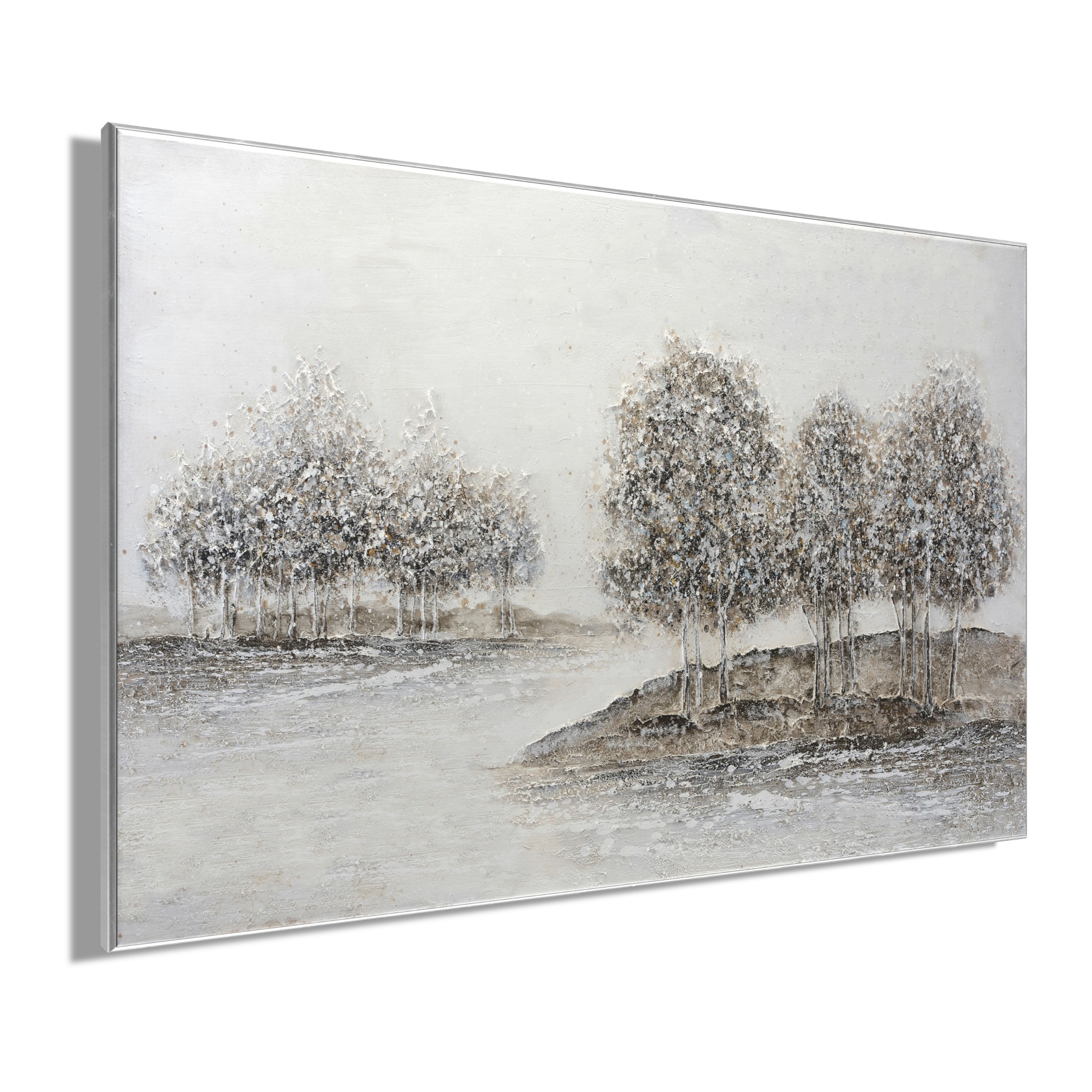 Bönninghoff Peinture à l'huile »handarbeit gerahmt BÄUME 78x118 cm – Wandbild Deko neutral« Arbre | Arbres | Paysage 1 cuis tlg. fabriqué à la main, chaque image est unique, cadre à joint creux