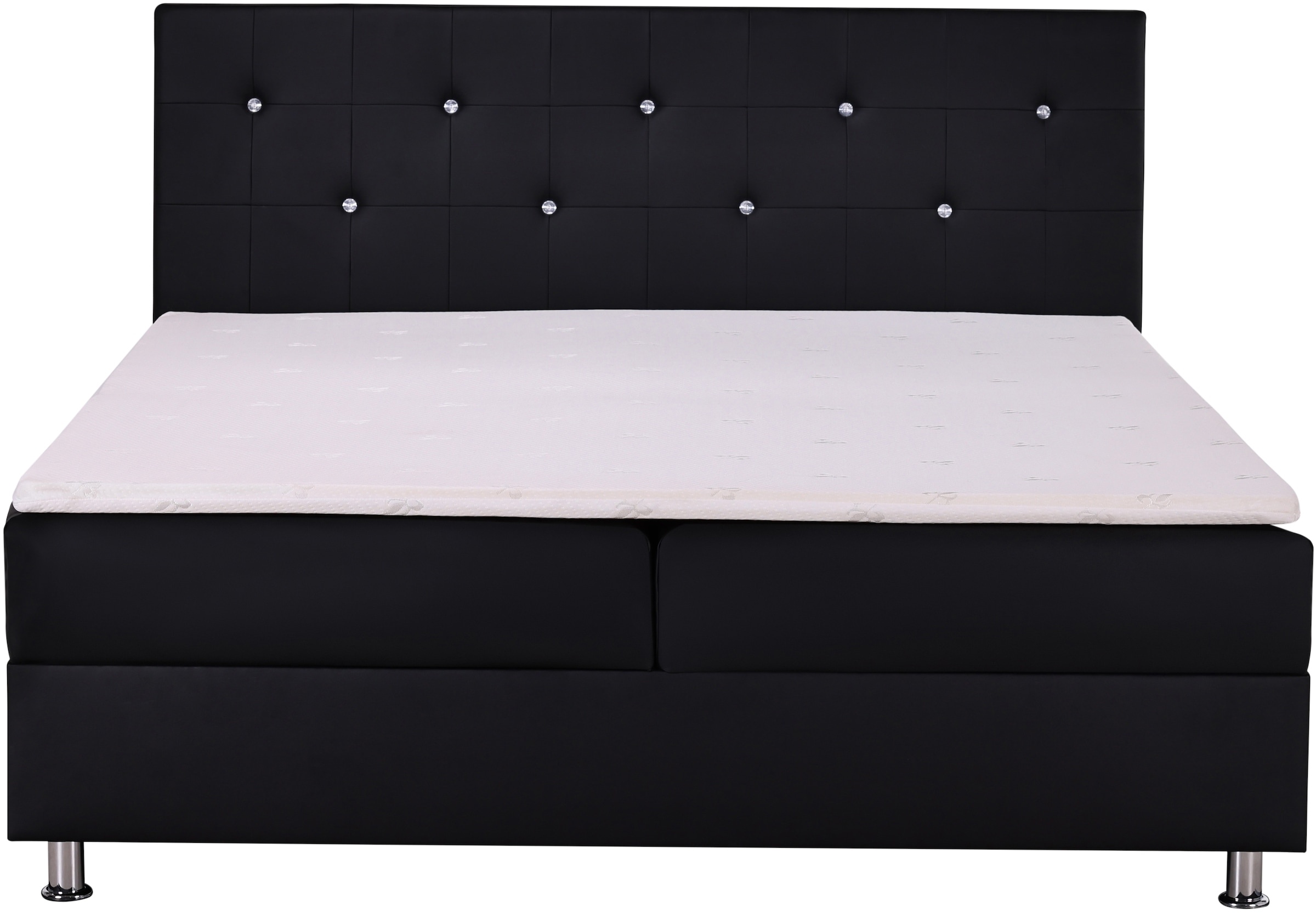 Home affaire Lit de boxe »Big Noux aus schwarzem Kunstleder mit Kristallsteinen im Kopfteil« inkl. Bettkasten, erhältlich in der Grösse 180x200cm