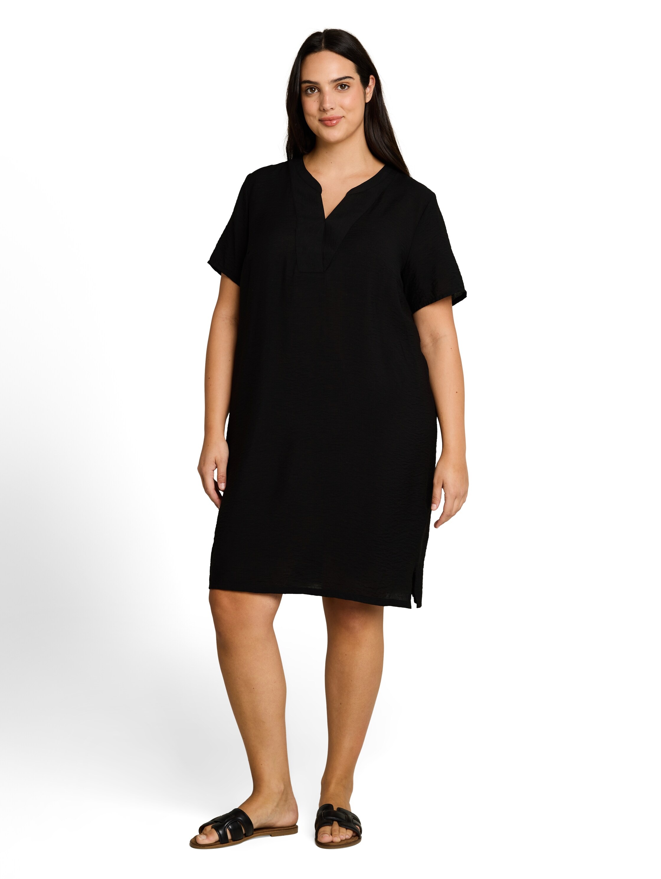 TOM TAILOR PLUS Blusenkleid Ohne Taschen Sommerkleid mit Split Neck