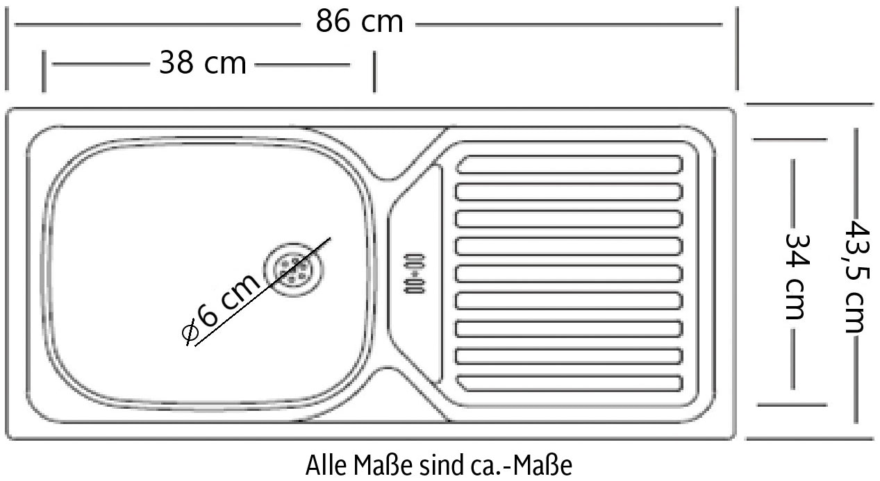 KOCHSTATION Meuble évier »KS-Riesa« largeur 120 cm, façades en MDF