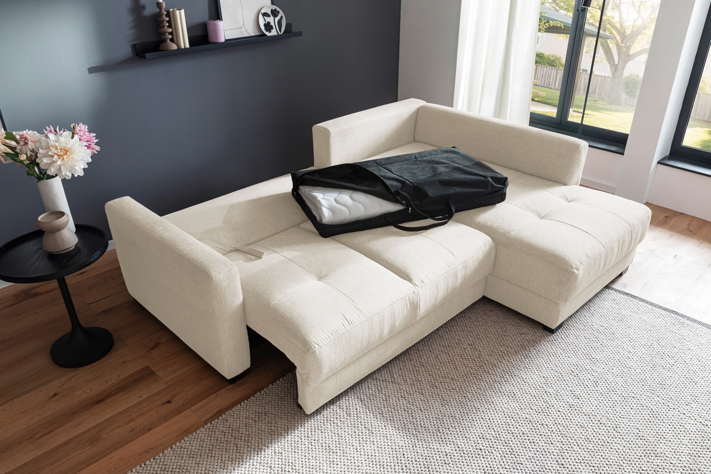 Mr. Couch Canapé d'angle »Pierre, L-Form mit BoxSpring« Mit Boxpring-Taschenfederkern