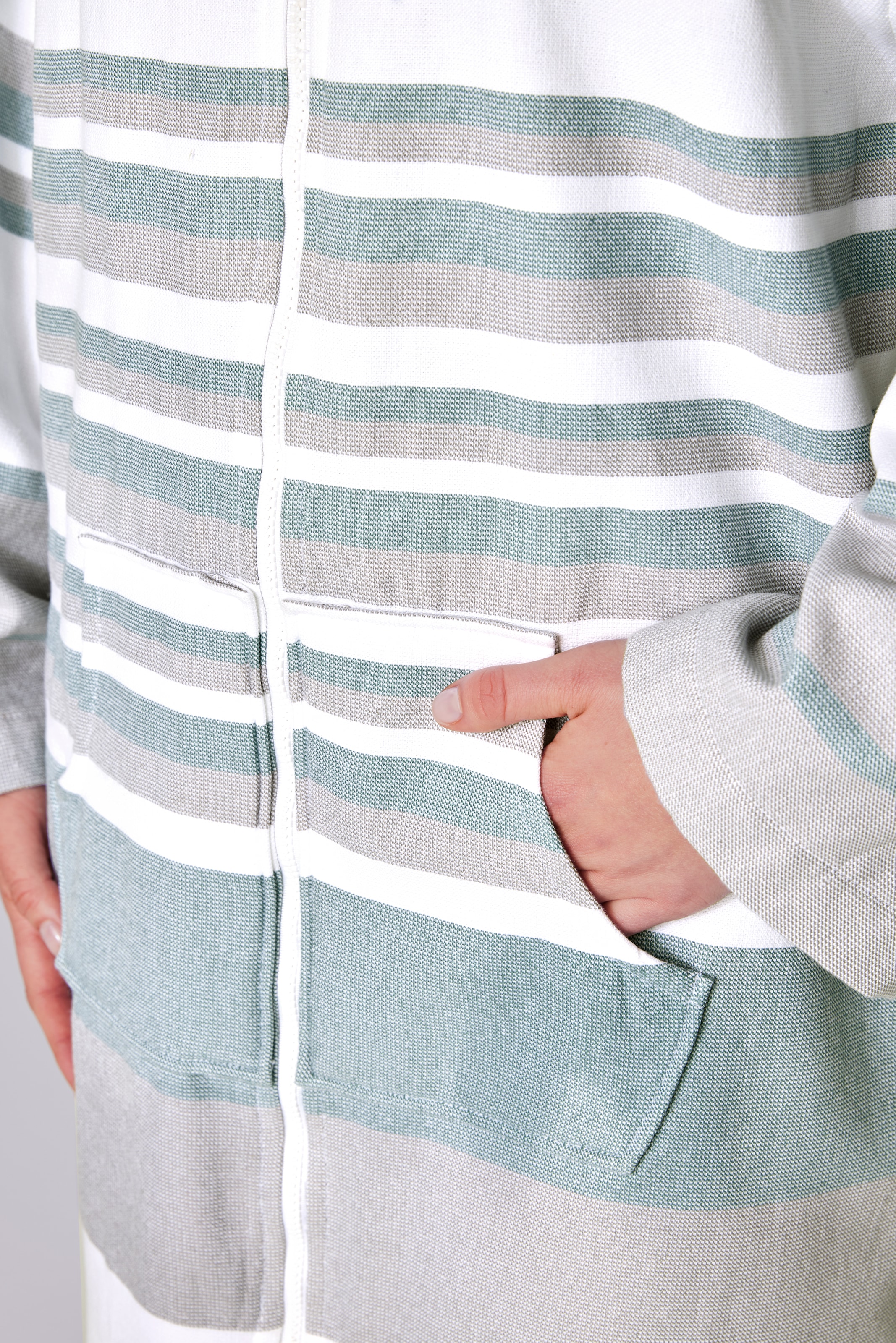 my home Bademantel »Melli, ideal für Sauna & Spa, Hotelbademantel, Morgenmantel« 1 Stk. tlg., Damenbademantel, Baumwolle, Polyester, gestreift