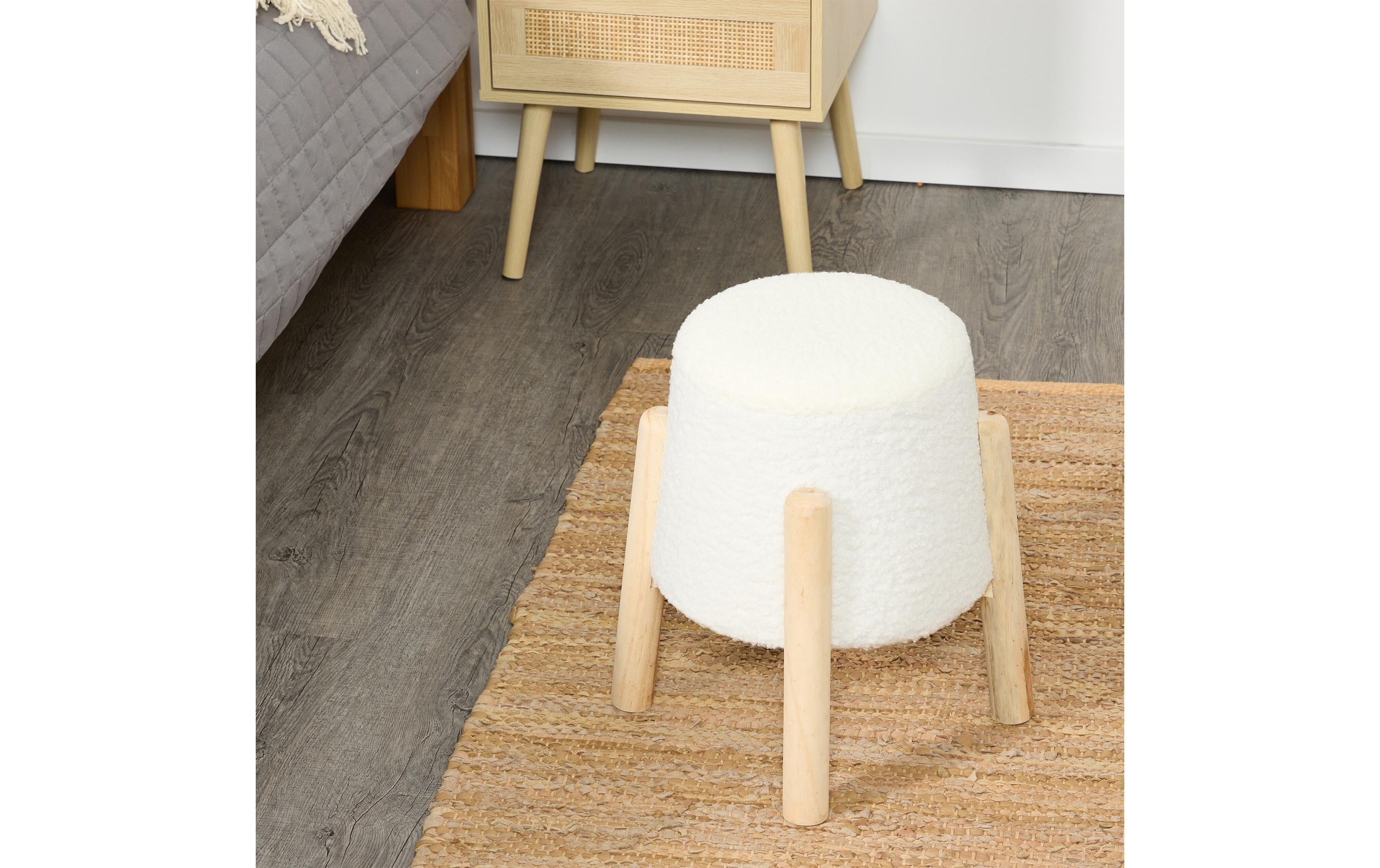 relaxdays Hocker »mit Teddyfell 40 x 30 cm« Sitzhocker