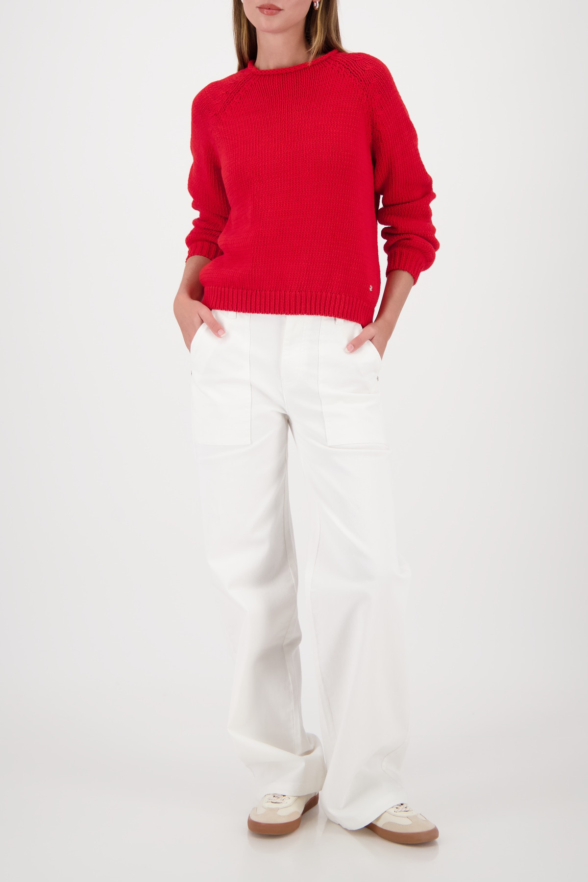 Monari Pull en tricot »Pullover uni« Rundhalsausschnitt mit Rollkante, Regular Fit