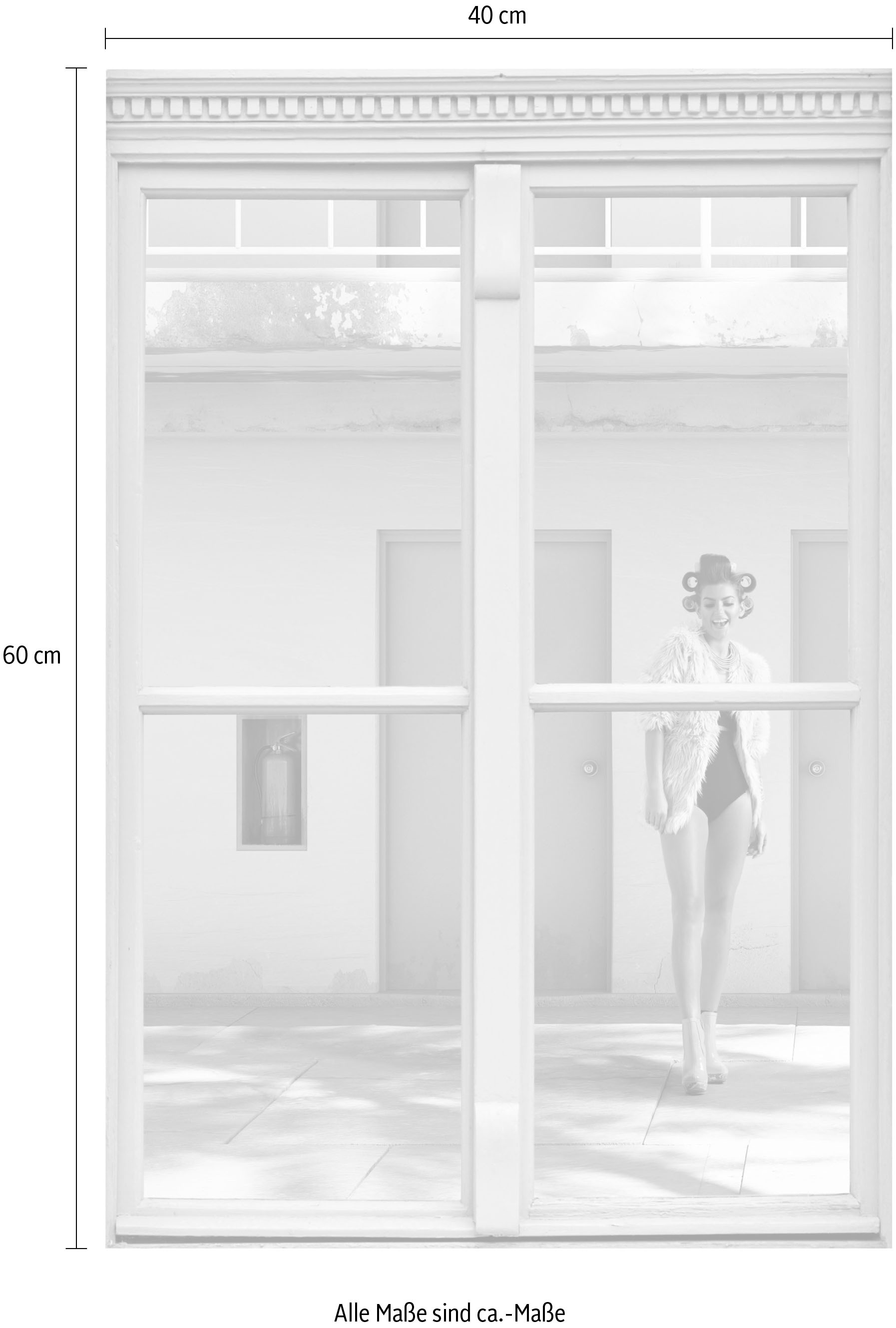 queence Wandsticker »Frau vor Hauswand« Wandsticker, Wandbild, selbstklebend, 3D, Fenster