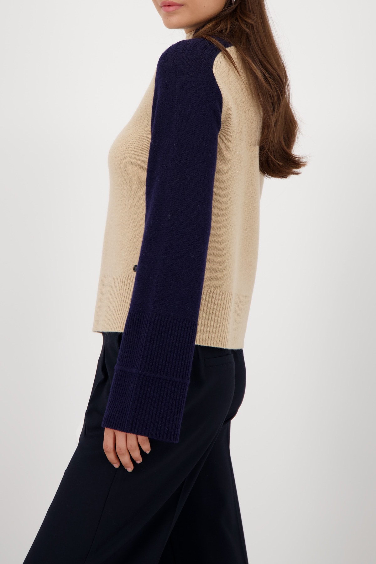Monari Pull en tricot »Pullover Colorblock« Regular fit mit Rundhalsausschnitt mit Stehkragen