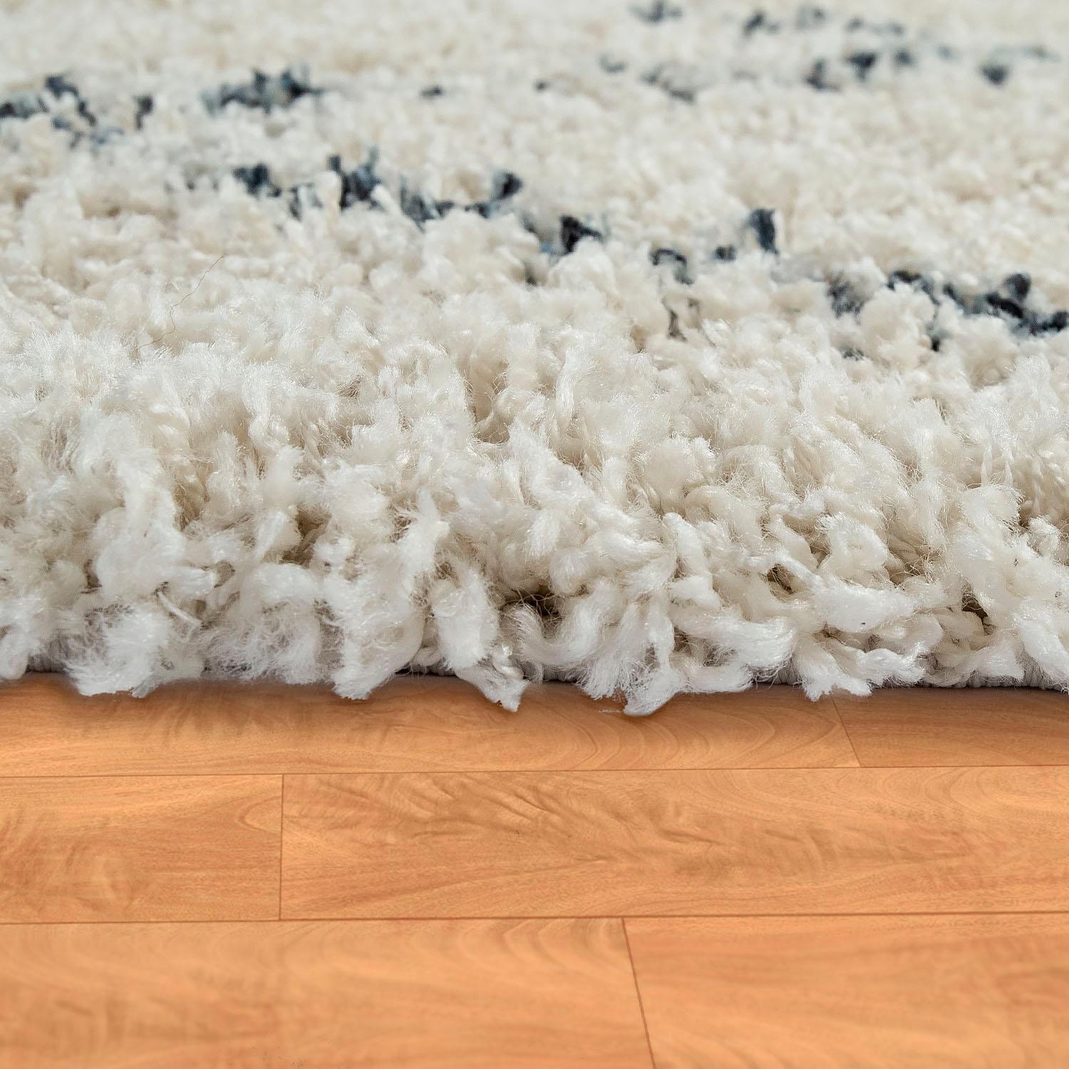 Paco Home Tapis à poils longs »Nador 755« Rectangulaire 54 mm Höhe weicher Shaggy mit Rauten Design und Fransen