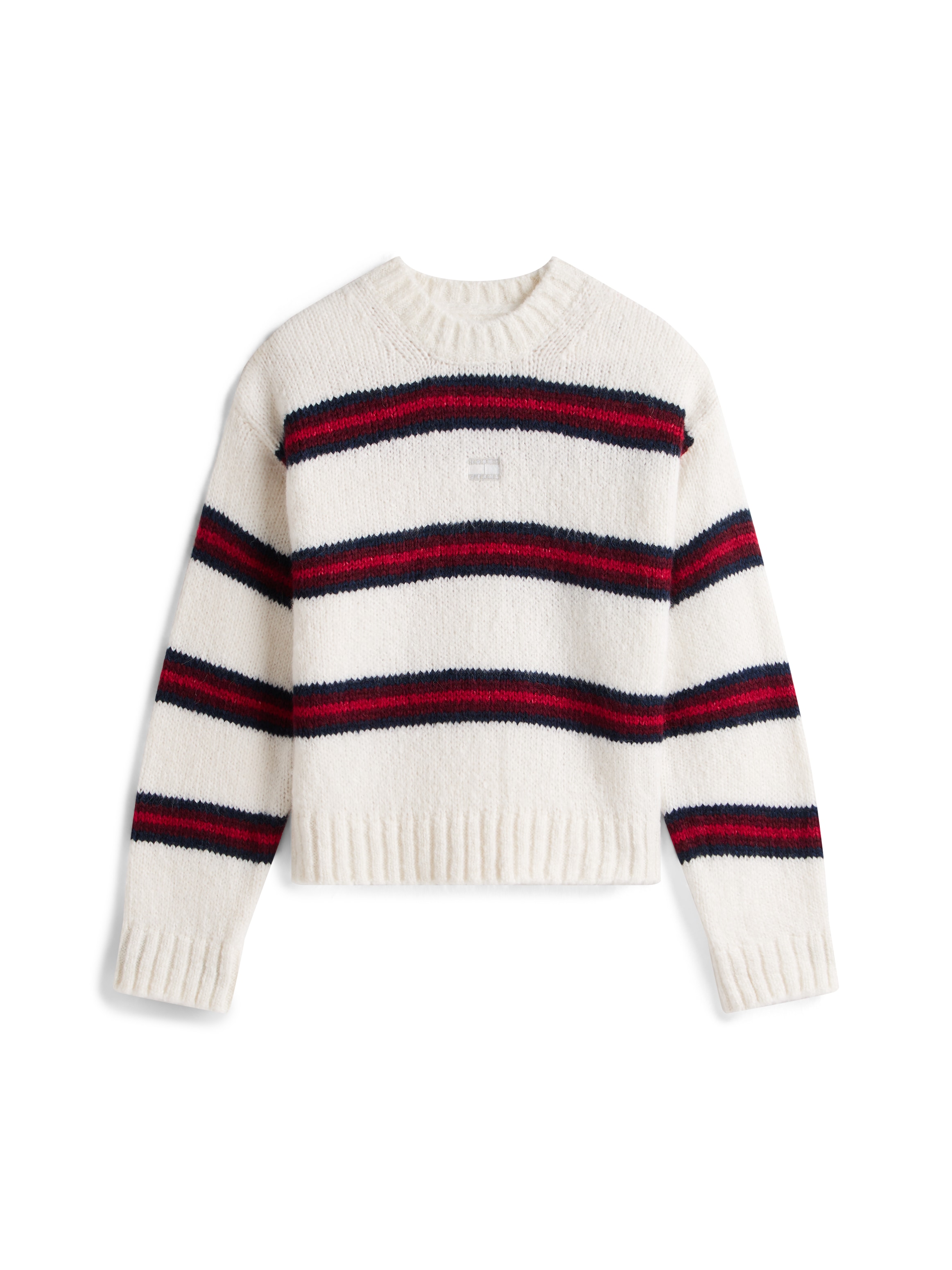 Tommy Jeans Rundhalspullover »TJW BADGE STRIPE FLUFFY SWEATER« mit Alpaka