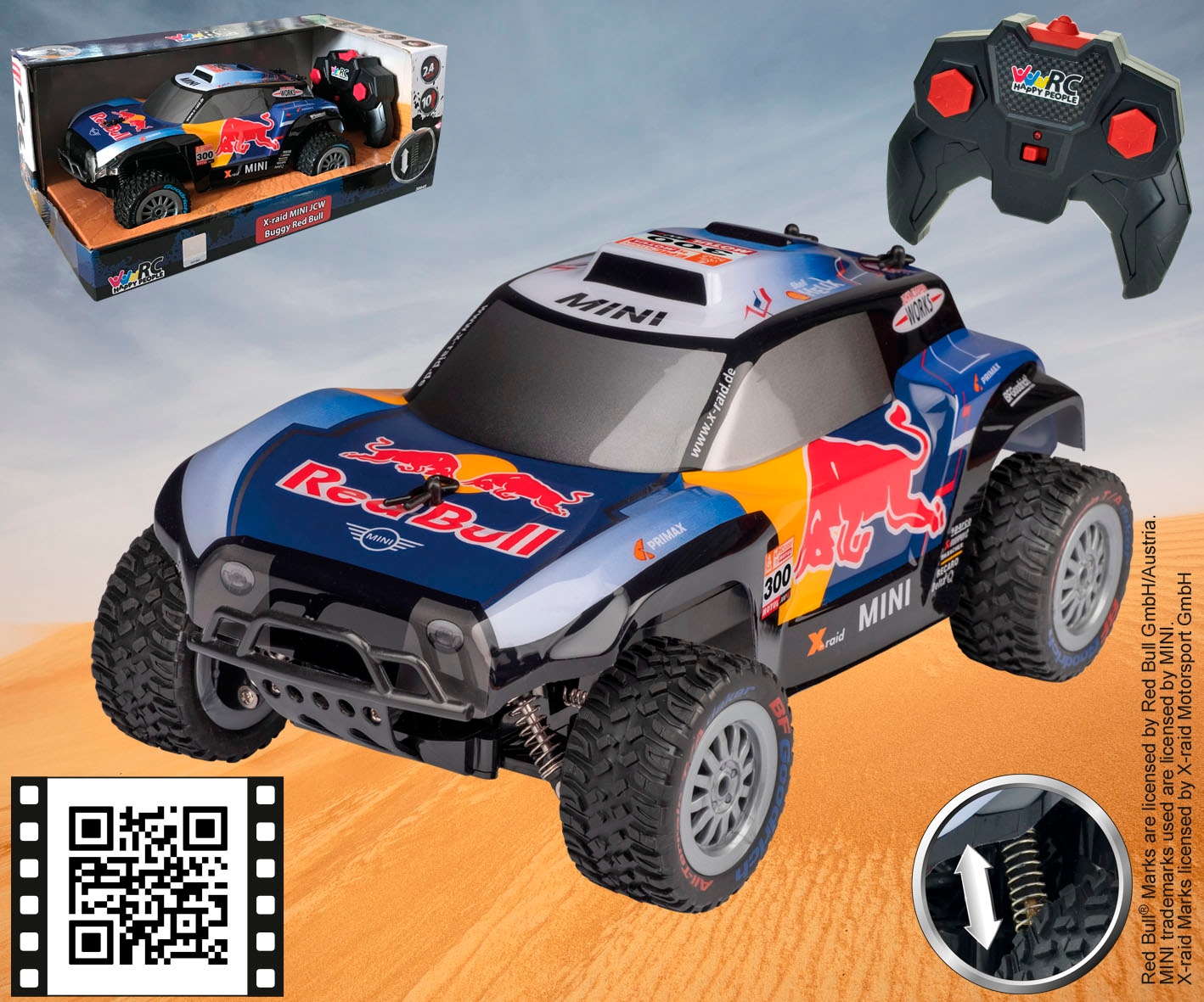 Happy People RC-Buggy »Mini Cooper JCW X-Raid Red Bull« mit Fernbedienung