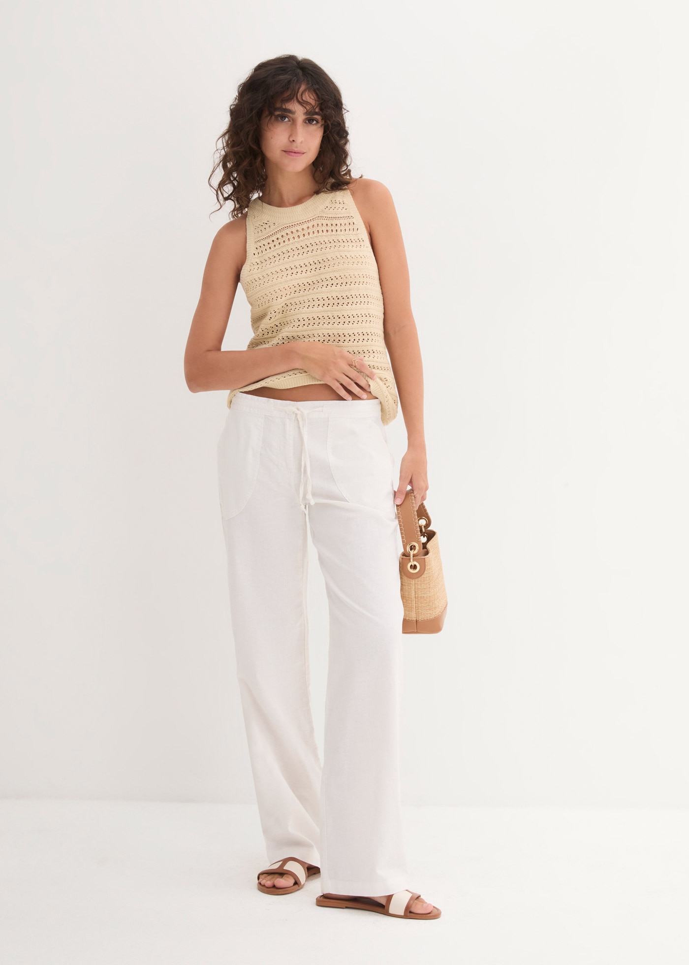 bonprix Pantalon en lin  mit Kordelzug und grossen Taschen