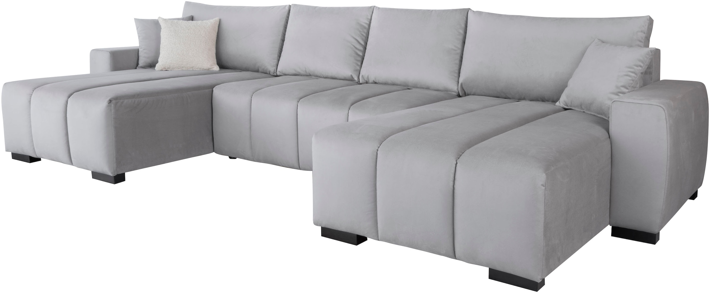 Home affaire Paysage de salon »Bello U-Form, B: 347 cm« fonction lit, coffre-lit & 2 coussins décoratifs, ressorts ensachés
