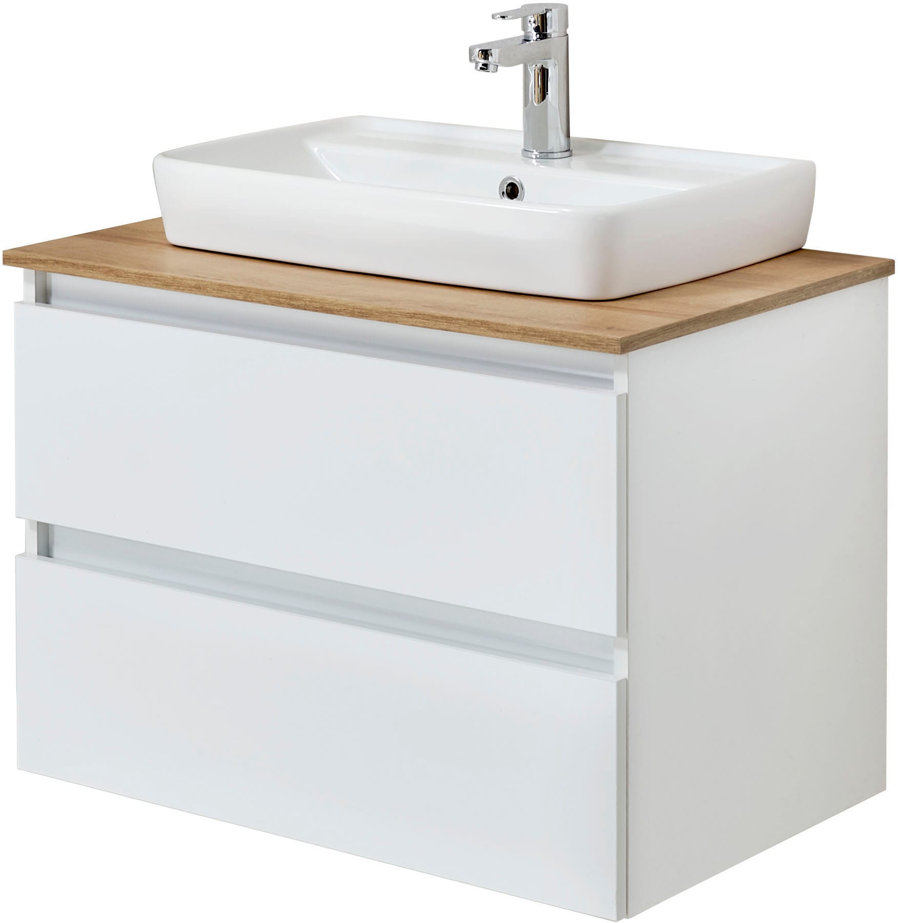 Saphir Ensemble de meubles de salle de bain »Quickset 360 2-teilig, Keramik-Aufsatzbecken mit LED-Spiegel« 4 cuis tlg.
