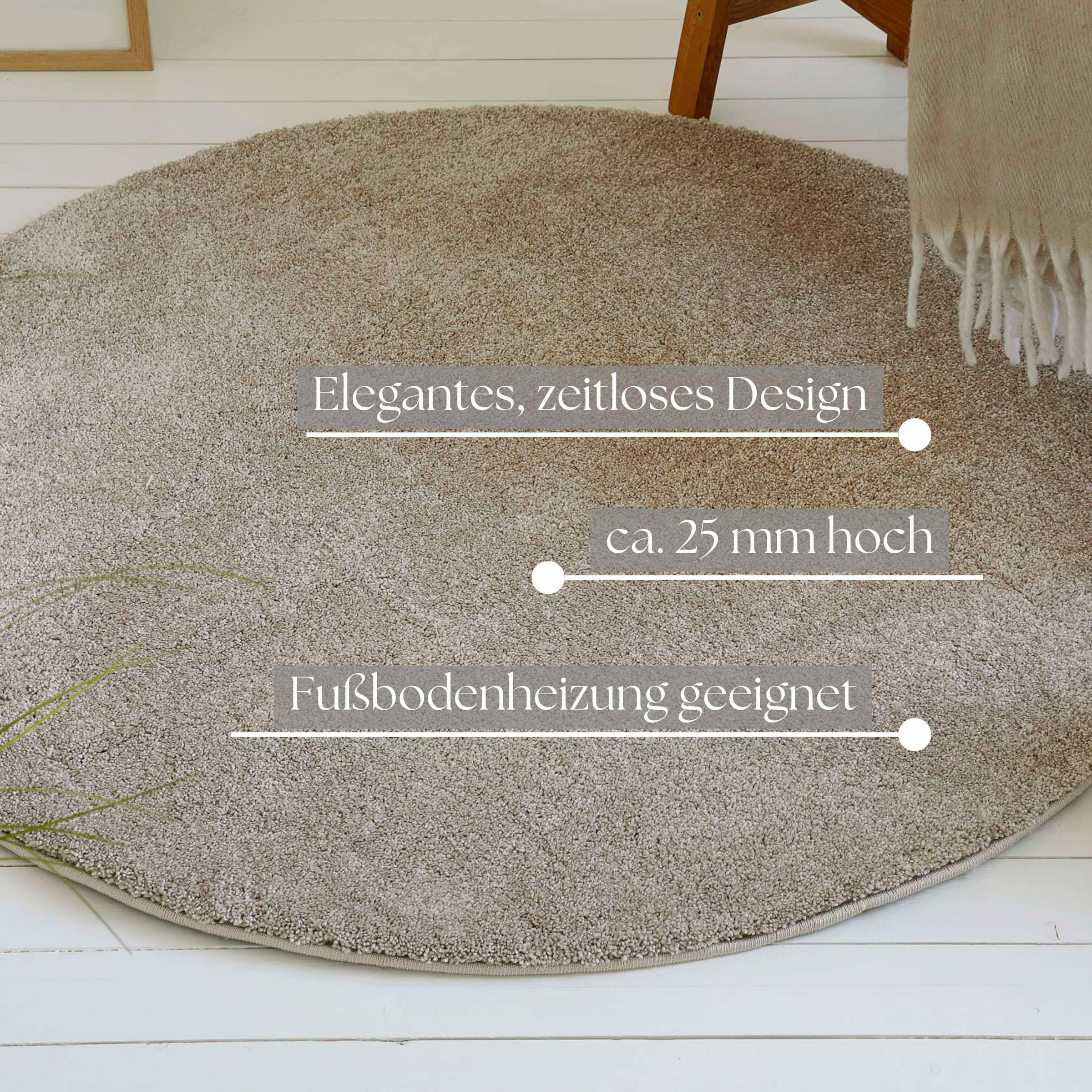 GOODproduct Hochflor-Teppich »Yvaine« rund 25 mm Höhe Langflor, Shaggy, dichter weicher Hochflor, meliert, Wohnzimmer