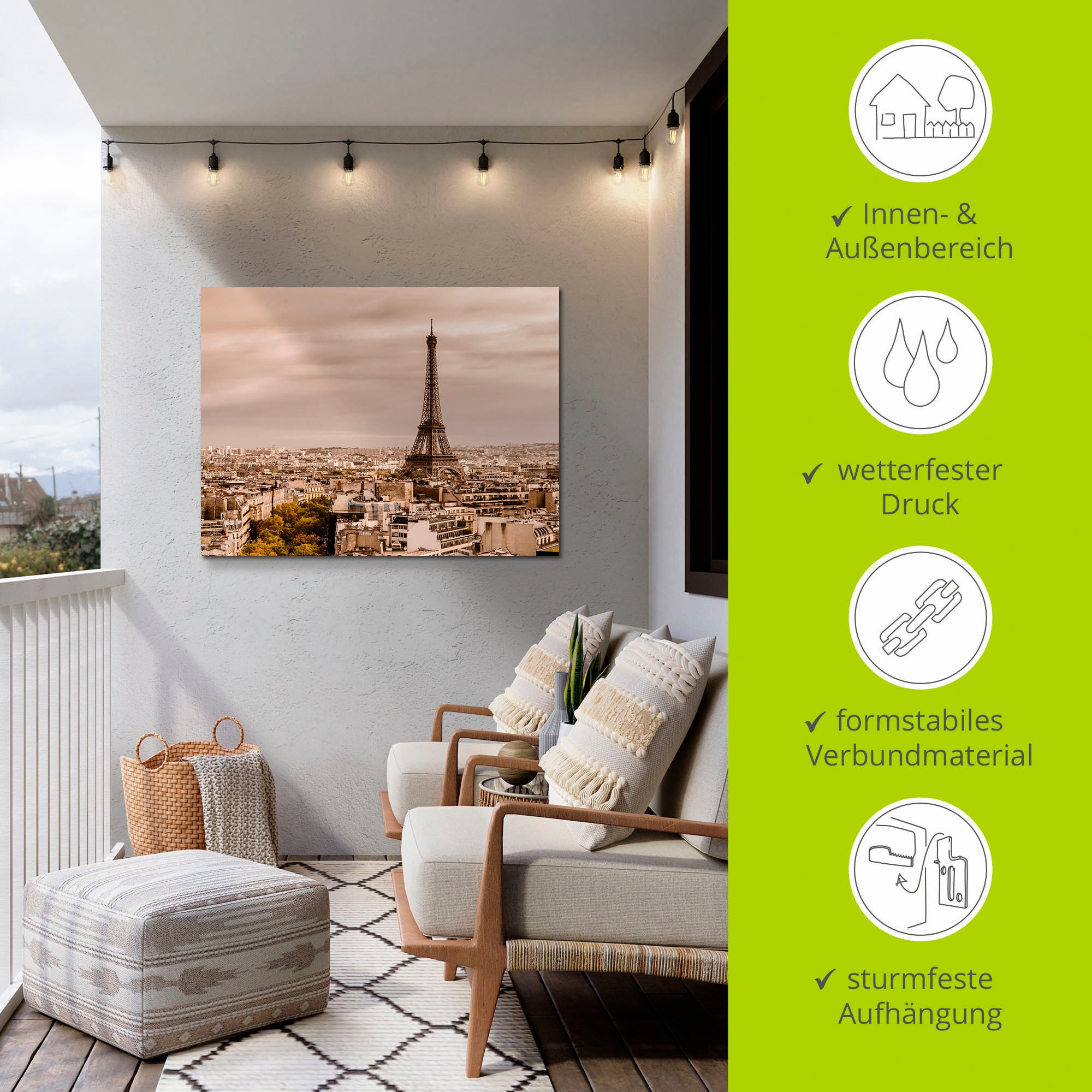 Artland Wandbild »Paris Eiffelturm I« Frankreich 1 Stk. tlg. als Alubild, Outdoorbild, Leinwandbild, Wandaufkleber, versch. Grössen