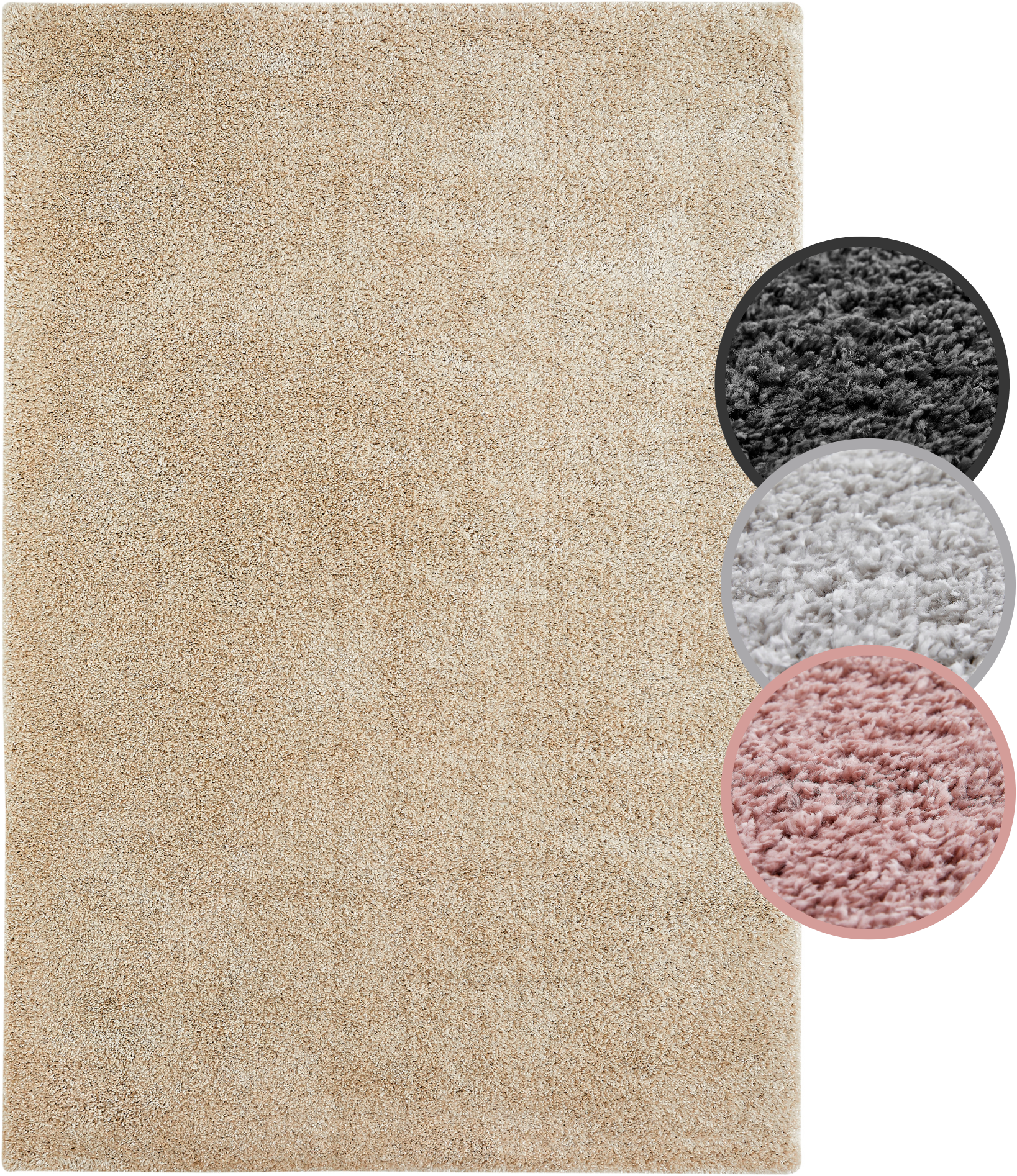 my home Hochflor-Teppich »Canberra« rechteckig 40 mm Höhe Uni Farben, weich & kuschelig, Wohnzimmer, Schlafzimmer