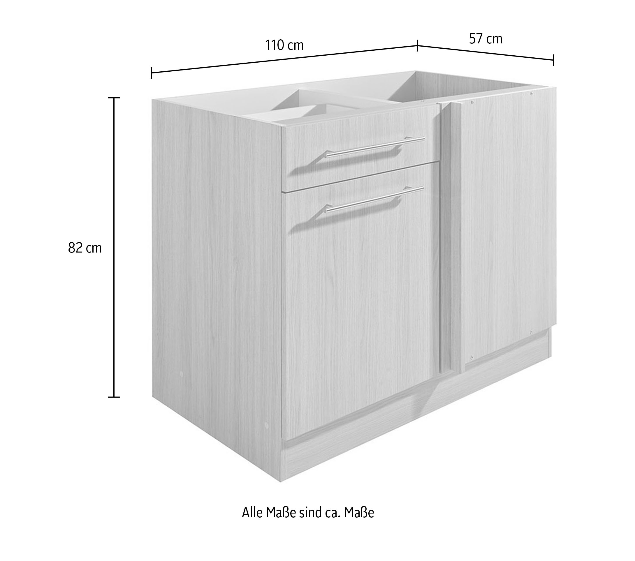 wiho Küchen Meuble bas d'angle »Filo« 100 cm breit, Planungsmass 110 cm, ohne Arbeitsplatte