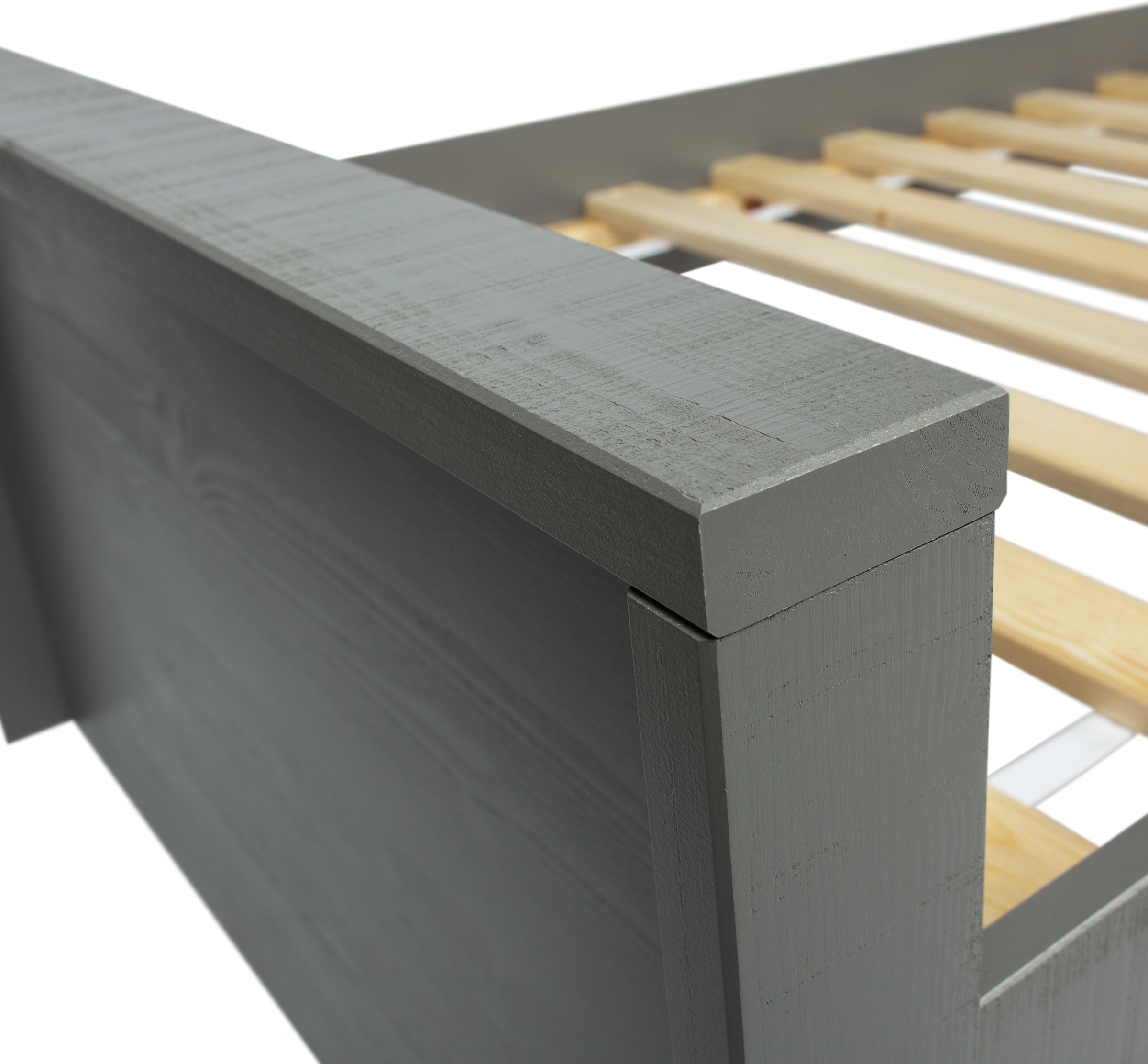 WOOOD Bettgestell »Morris FSC®-Kiefernholz bandsägerauh,H 53 x B 214 x T 95 cm« Matratzenmass 90x200 cm, einfach zu montierbar, Schublade optional