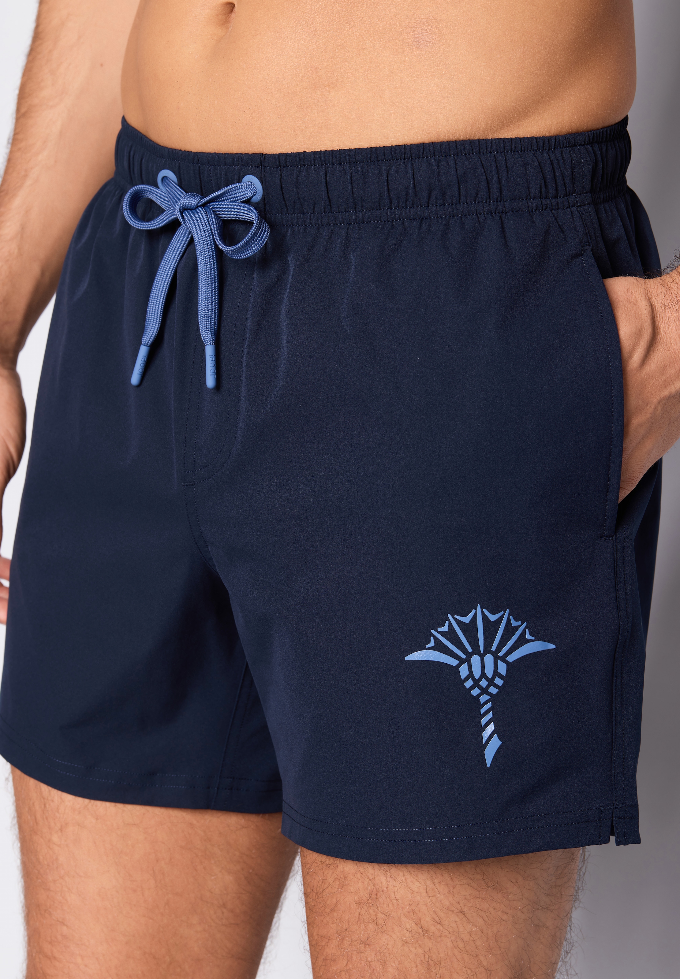JOOP! Short de bain »Solid Cornflower« avec poches latérales et cordon de serrage
