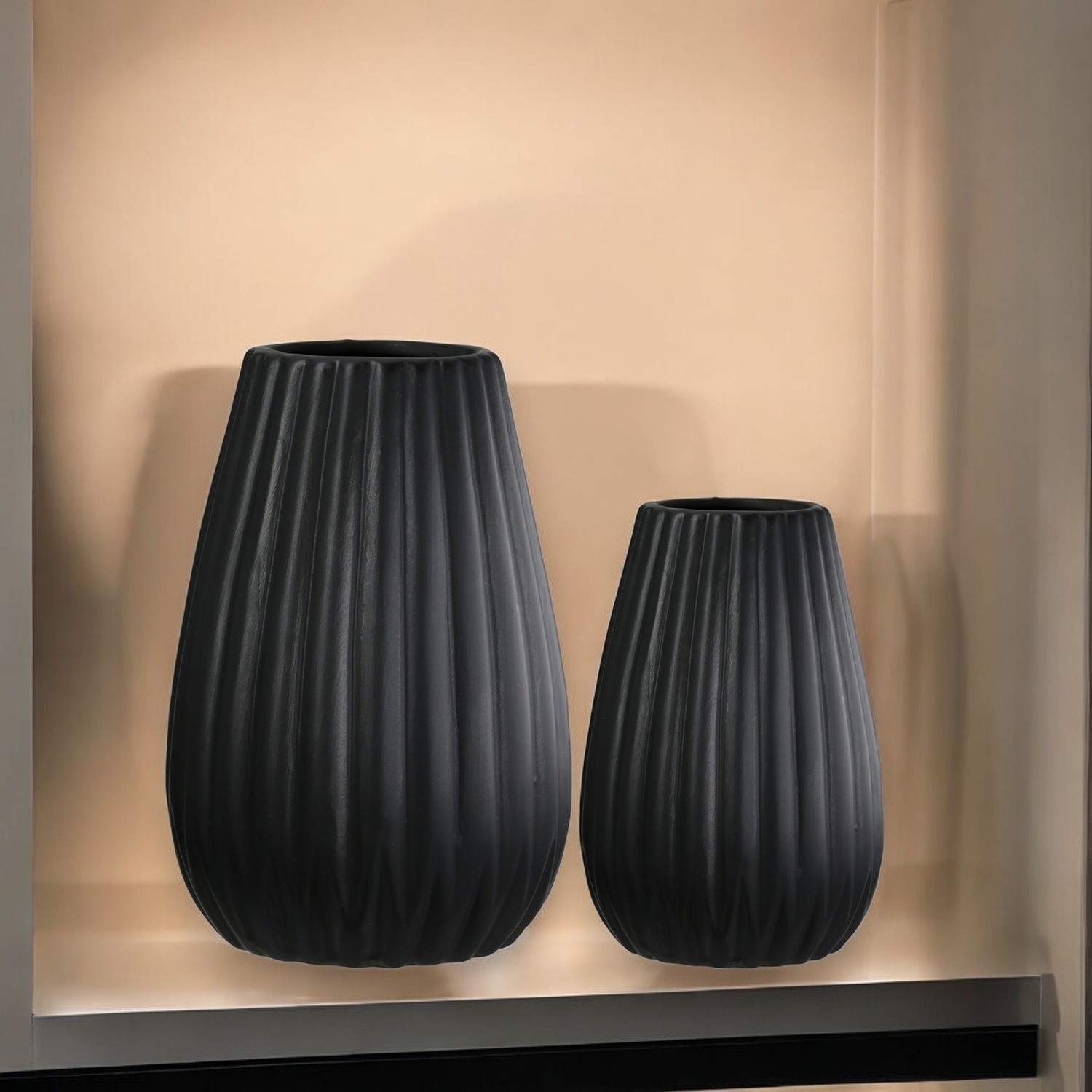 Casablanca by Gilde Tischvase »2tlg. Set Vase Piega schwarz H.17 cm«