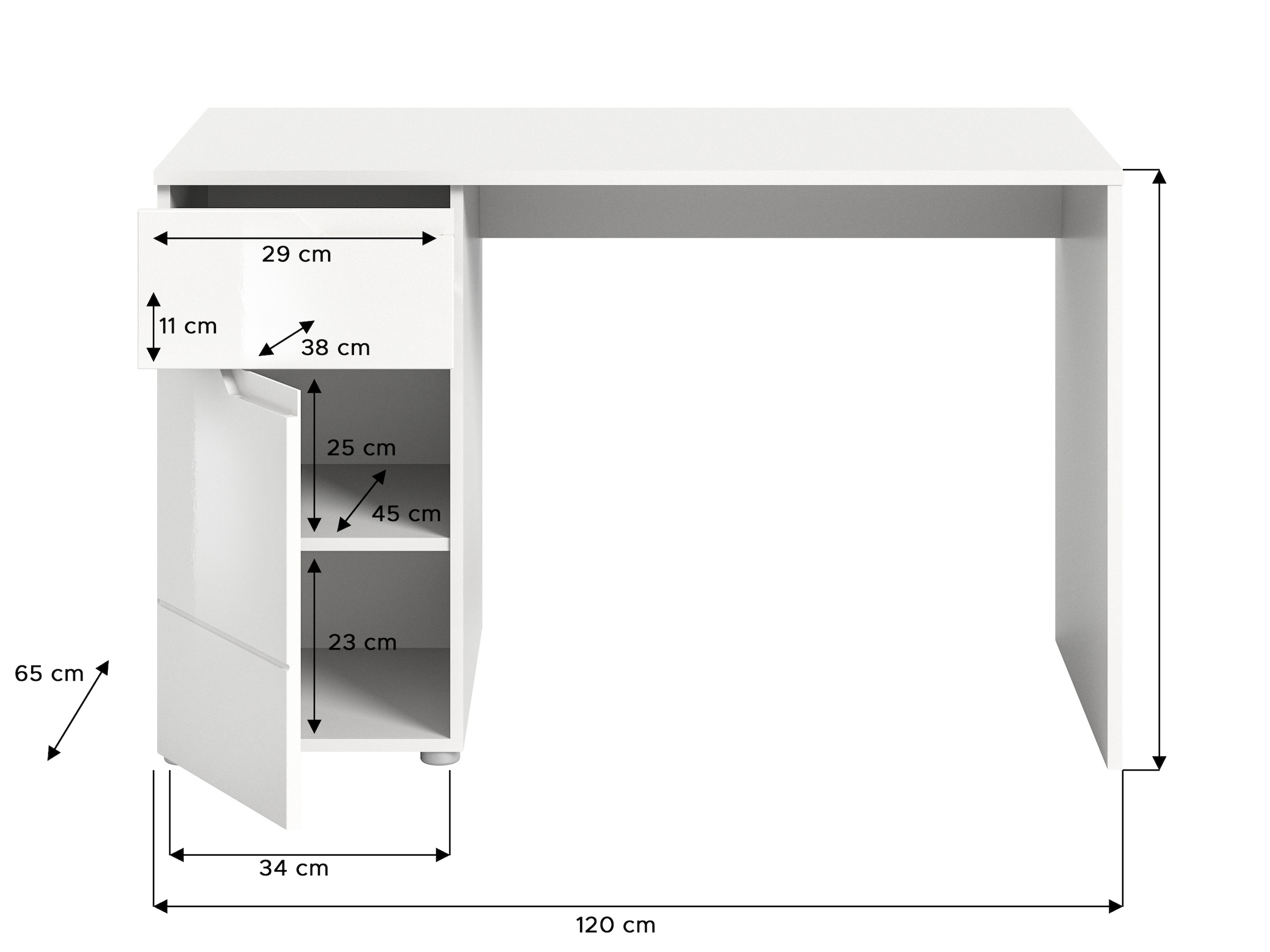 Home affaire Schreibtisch »CAPRI, 1 Schubkasten & 1Tür  inkl. eingefasster Griffmulde« Computertisch, Home-Office-Tisch, Bürotisch, Office Desk