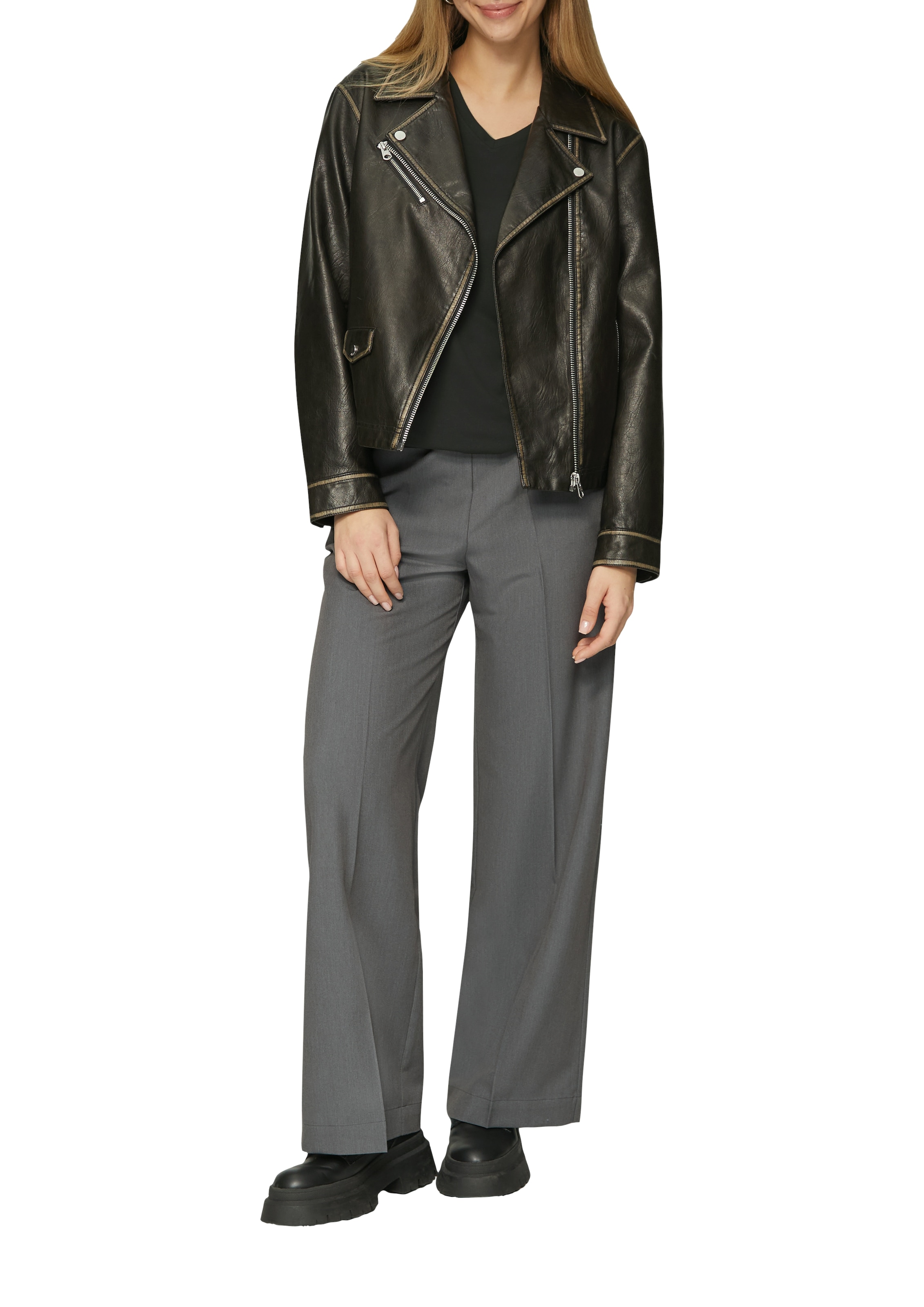 QS T-Shirt mit V-Ausschnitt