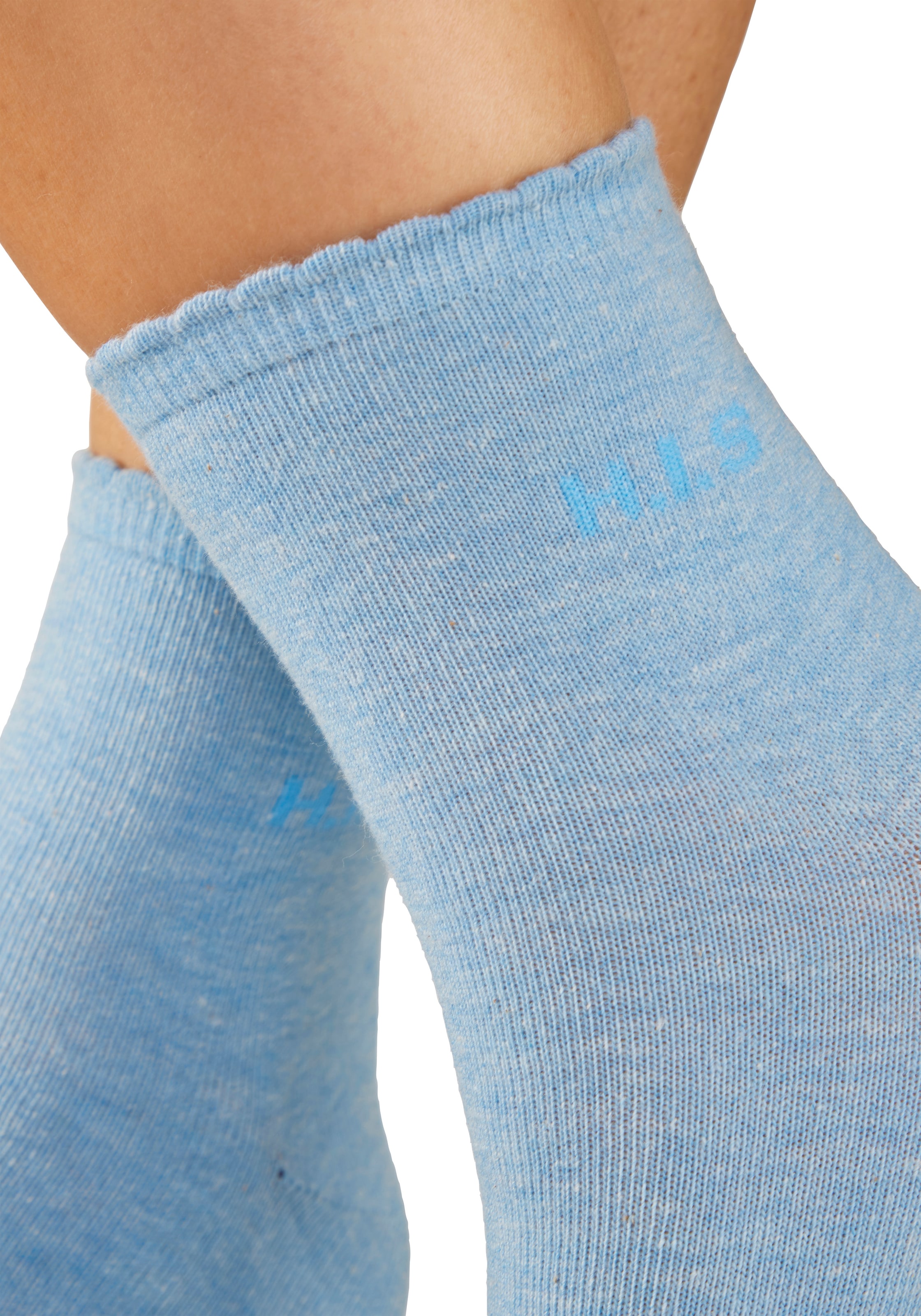 H.I.S Chaussettes courtes »Damen uni und meliert für die ganze Woche« Paquet, 7 Couple tlg. avec un bord-côte ondulé