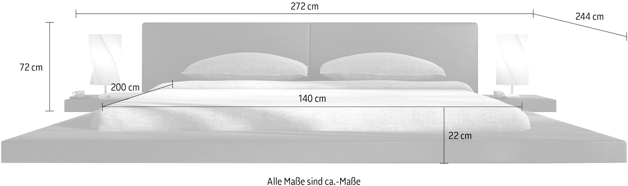 SalesFever Polsterbett »Komfortables Kunstlederbett für erholsamen Schlaf« Stilvolles Lounge-Bett mit integriertem Nachttisch